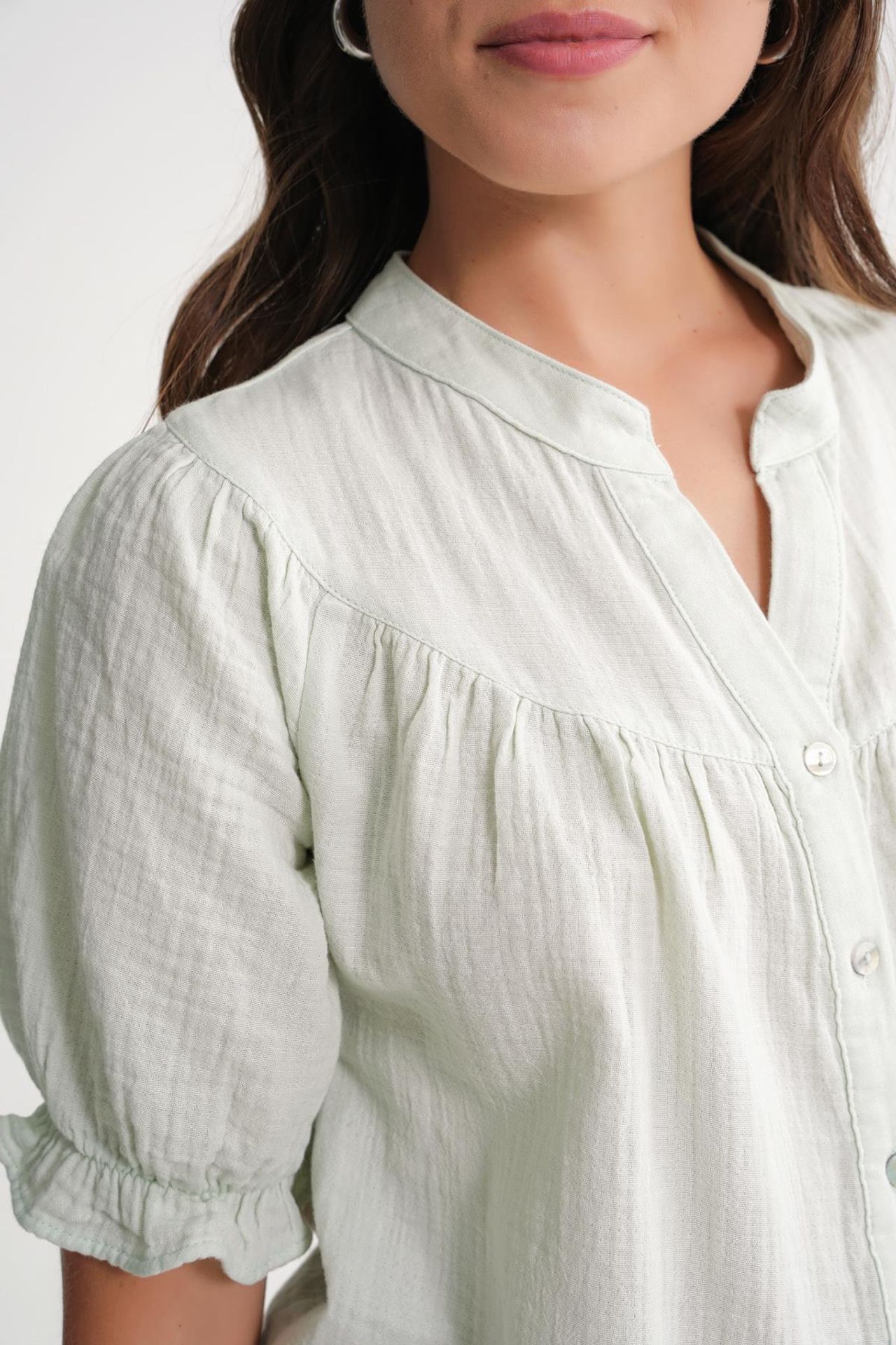 Mixray Linen Blend Short Sleeve Buttoned Shirt 6