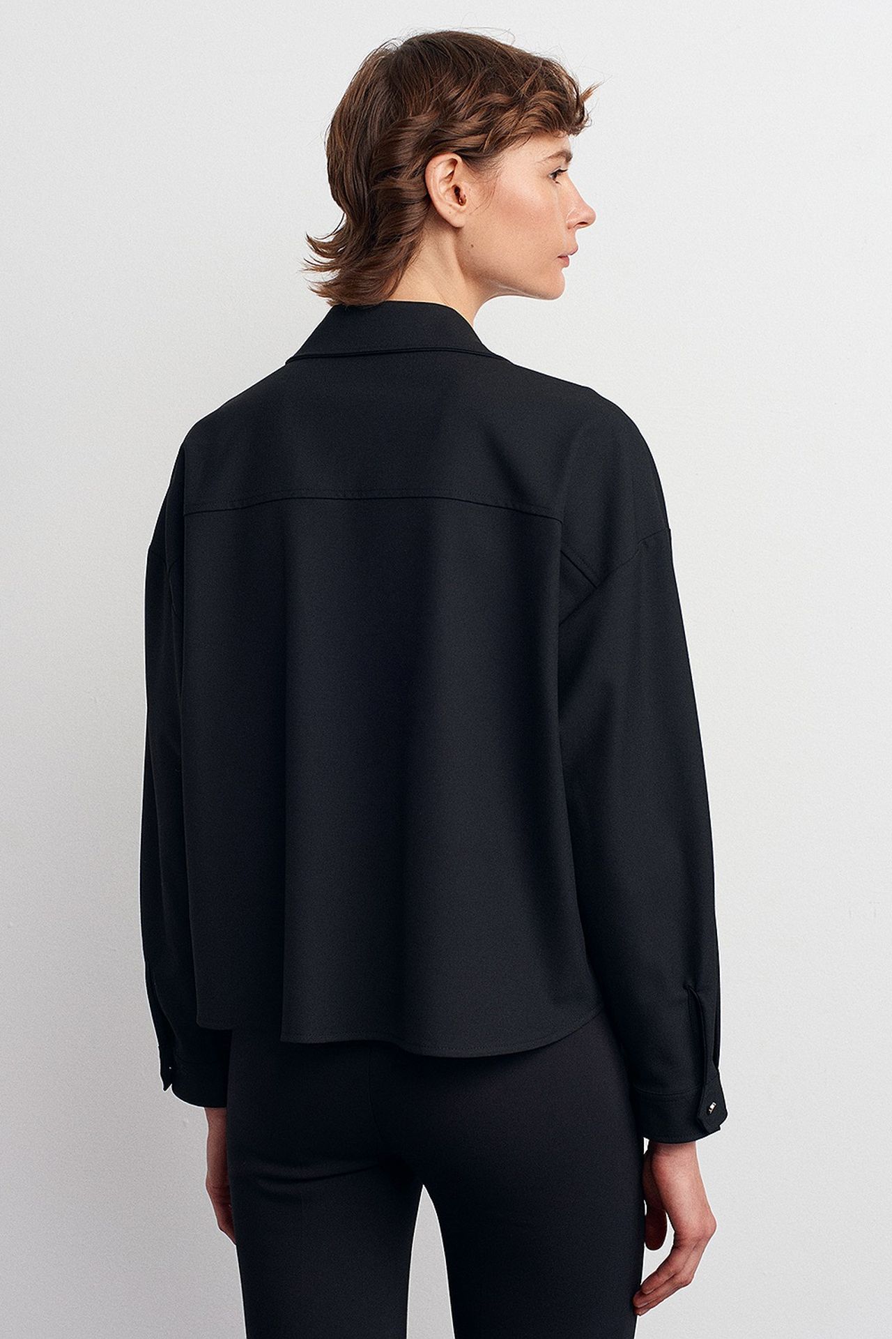 DILVIN Oversized Crepe Button-Front Shirt 2
