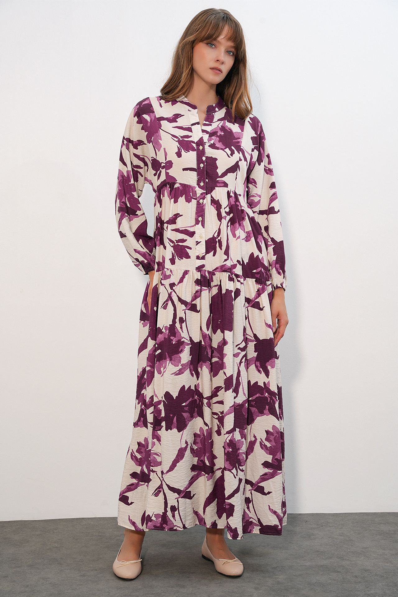 BDART Floral Maxi Dress With Mandarin Collar 2