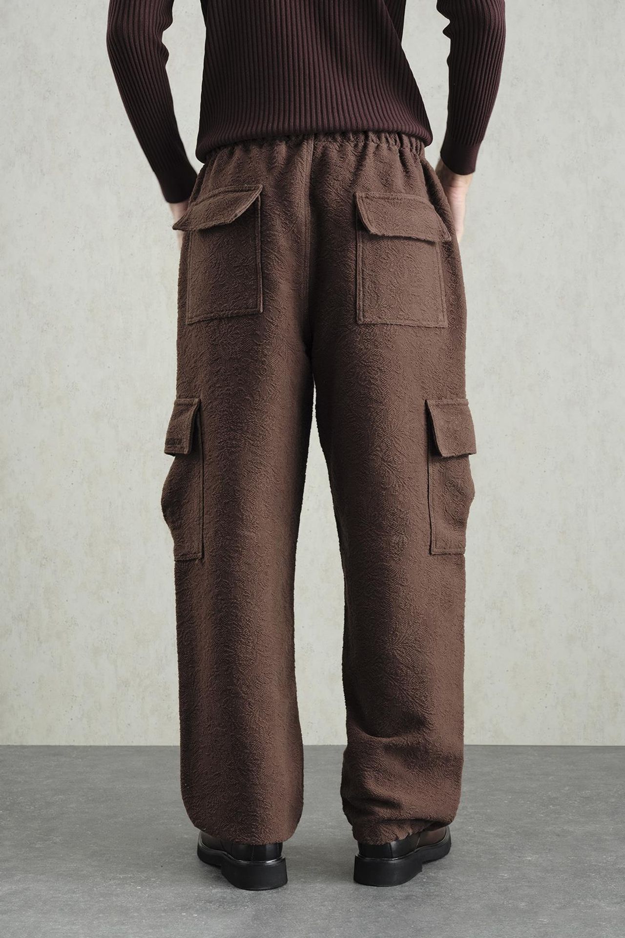 GIESTO Relaxed Fit Textured Drawstring Waist Pants 3