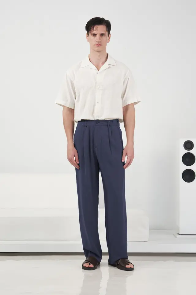 GIESTO Elastic Waist Straight Leg Pleated Pants