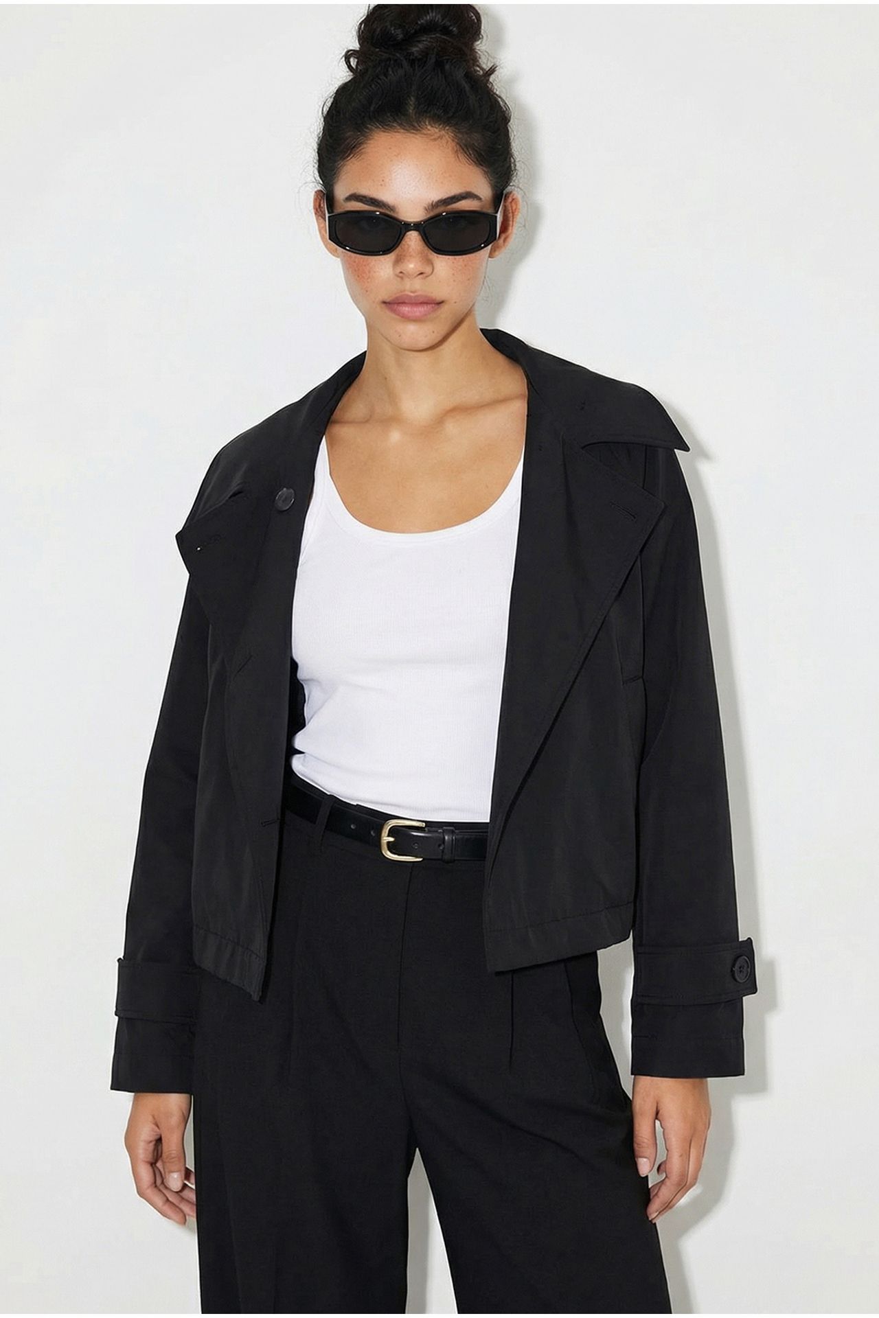 LUCCI Short Mandarin Collar Trench Coat 4