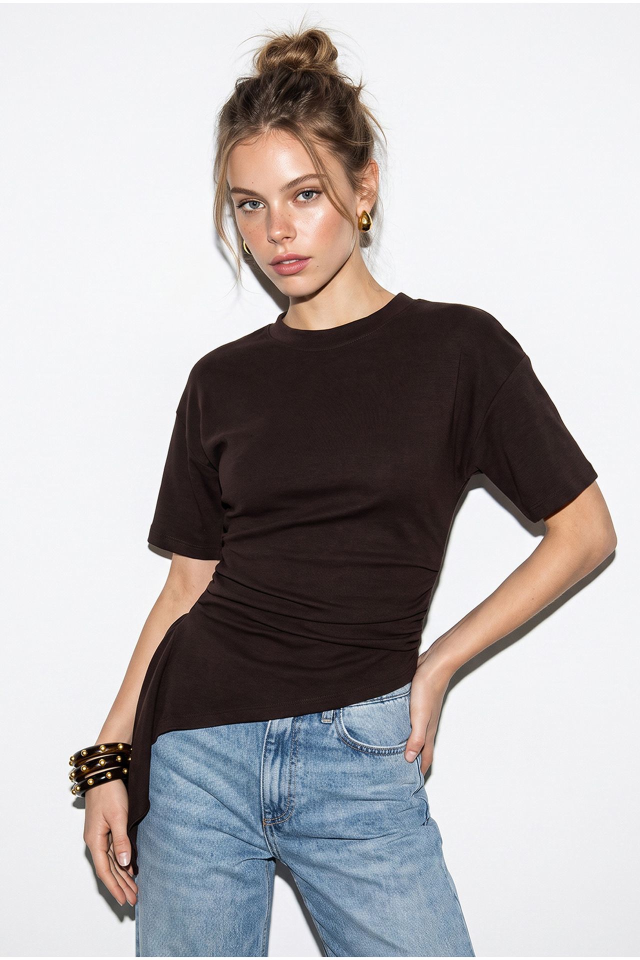 LUCCI Drape Detaylı Dar Kesim Jarse Bluz 2