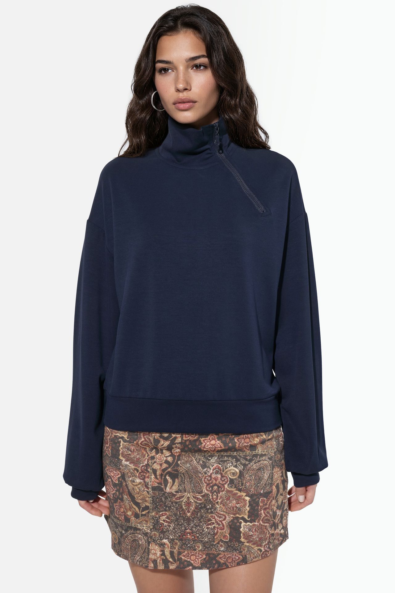 BUSEM Relaxed Fit Zipper Collar Sweatshirt 2