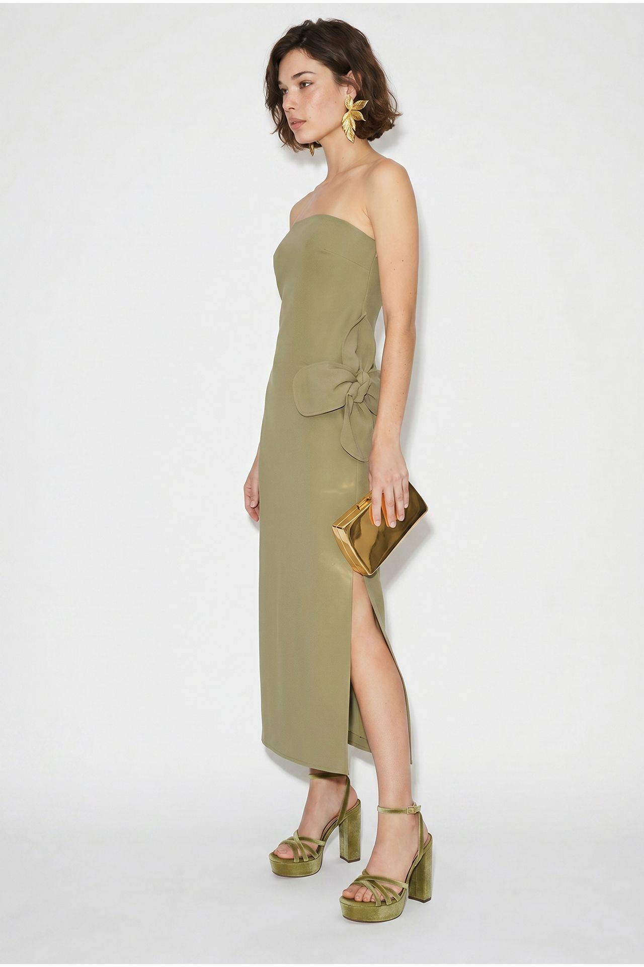 LUCCI Strapless Floral Maxi Dress with Bow Detail 4