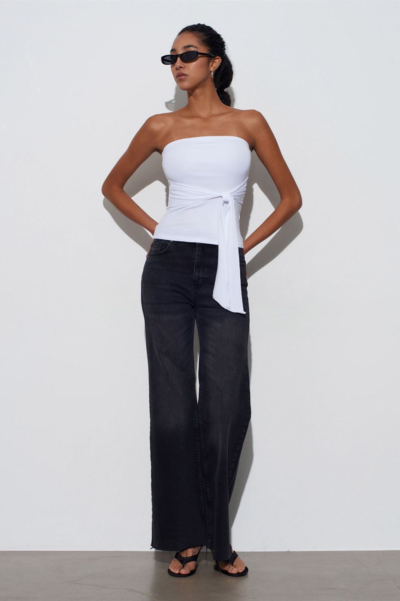DILVIN Slim Fit Strapless Bandeau Blouse 4