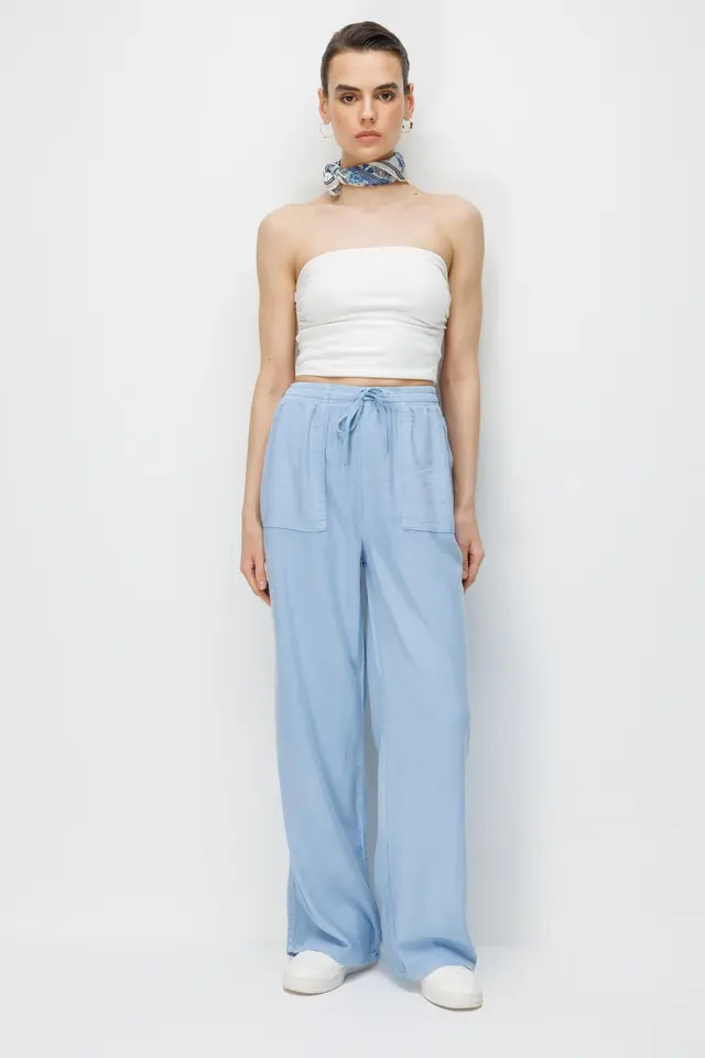 MIXRAY High Waist Wide Leg Palazzo Pants with Drawstring Waist