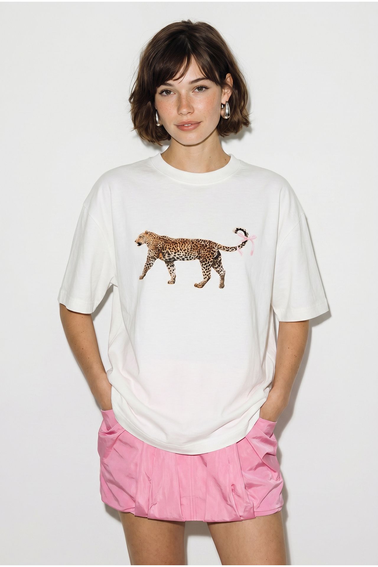 LUCCI Oversized Leopard Print Cotton T-Shirt 4