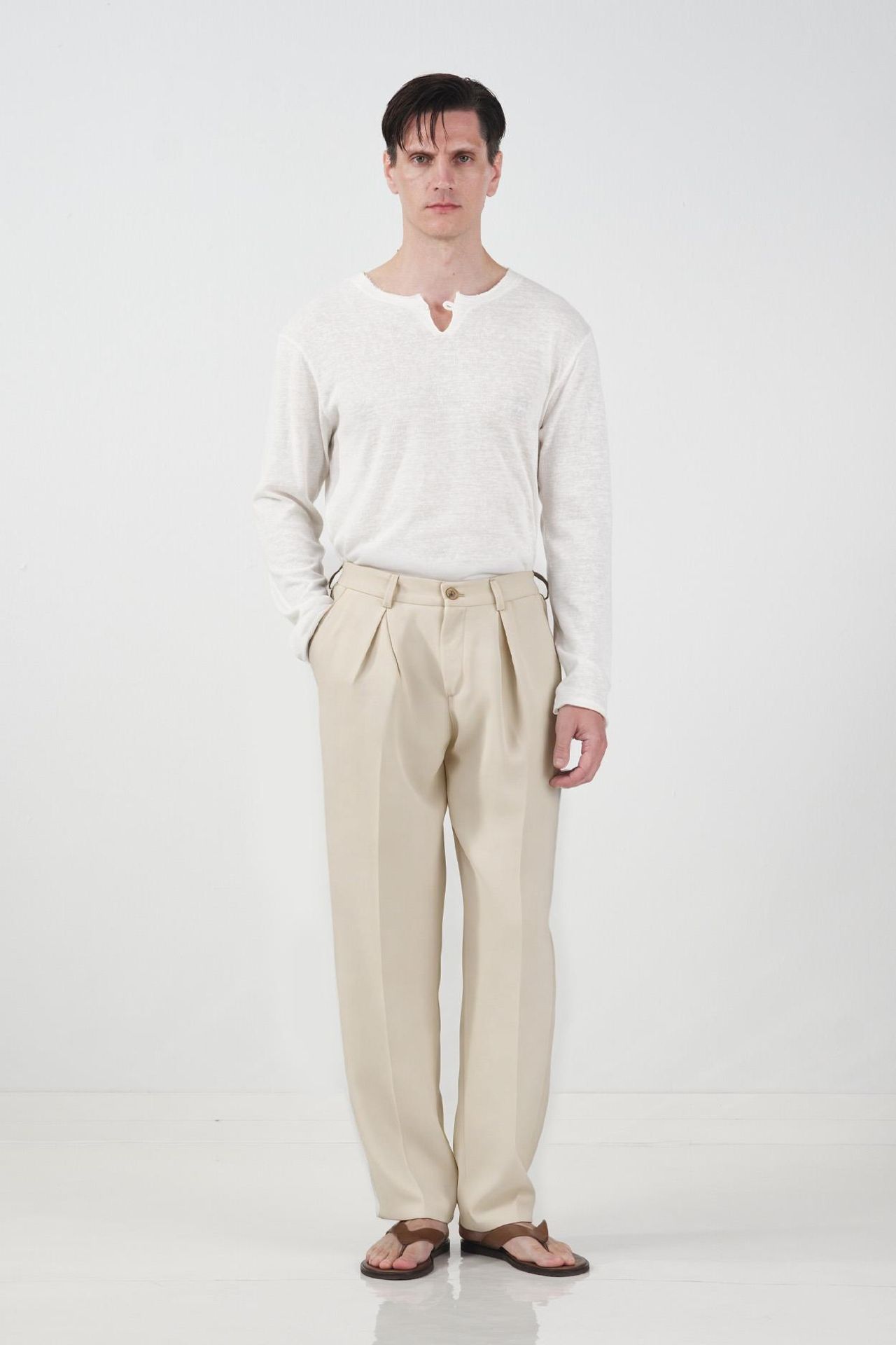 GIESTO Men's Straight-leg Pleated Trousers 1