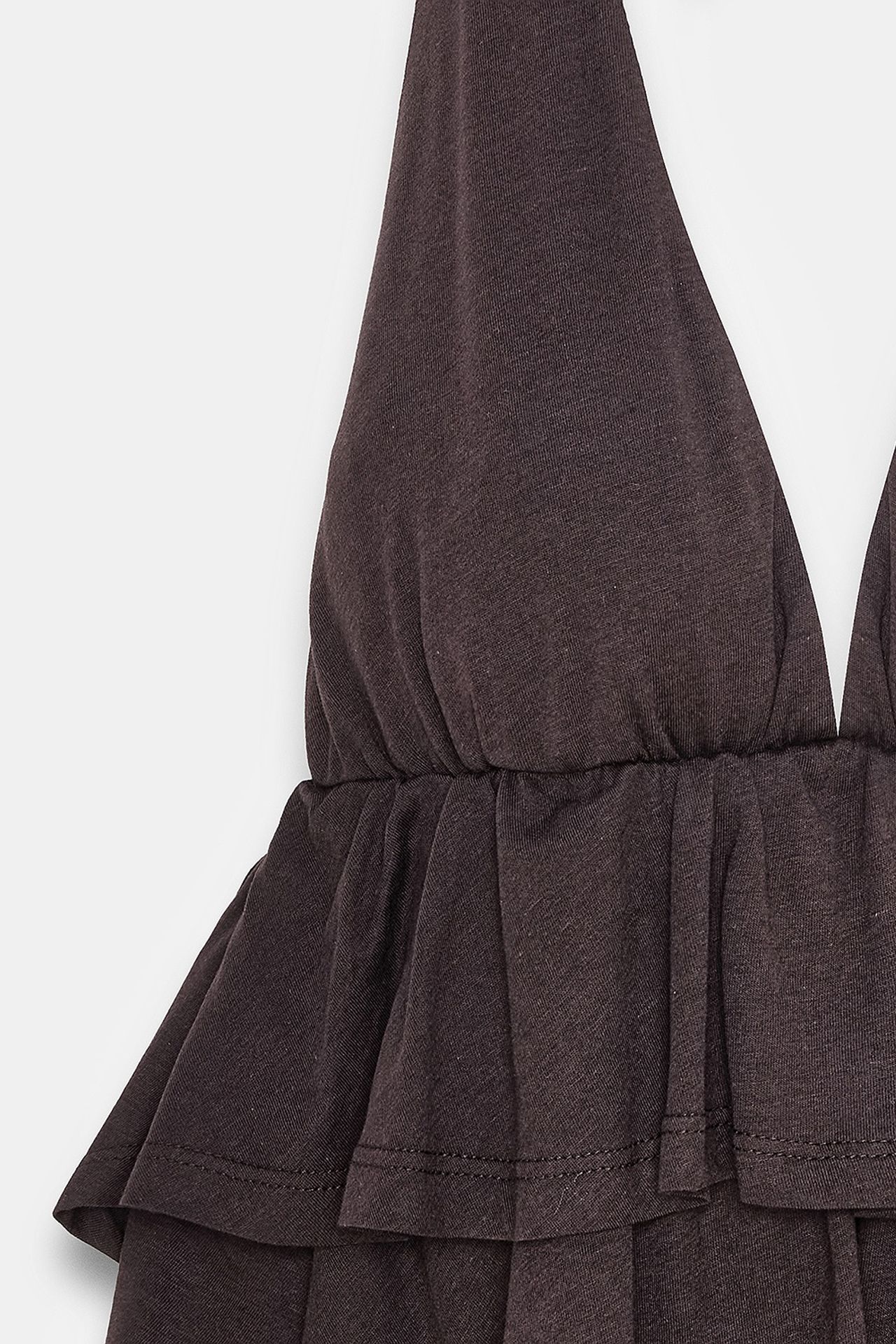 DILVIN Fırfır Detaylı Halter Yaka Poplin Bluz 7