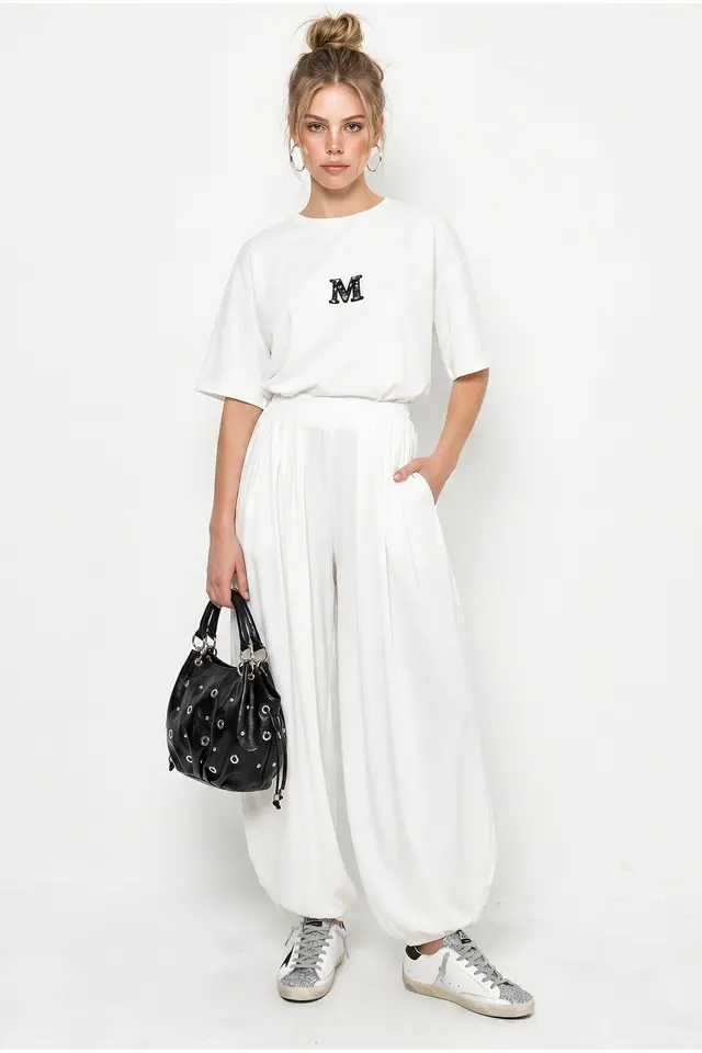 LUCCI Oversized Crew Neck T-shirt And Wide-leg Trouser Set
