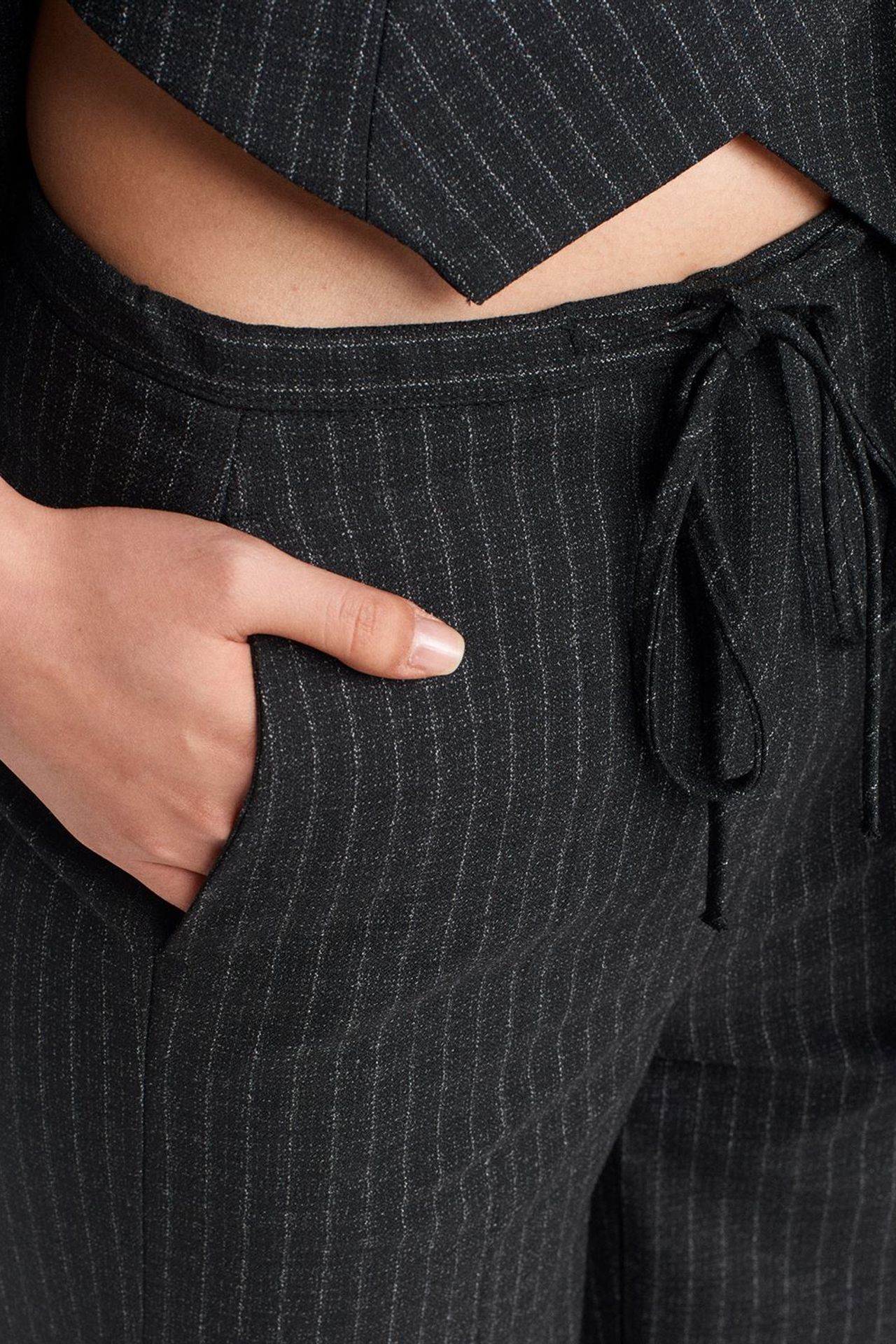 DILVIN Çizgili Geniş Paça Pantolon 4