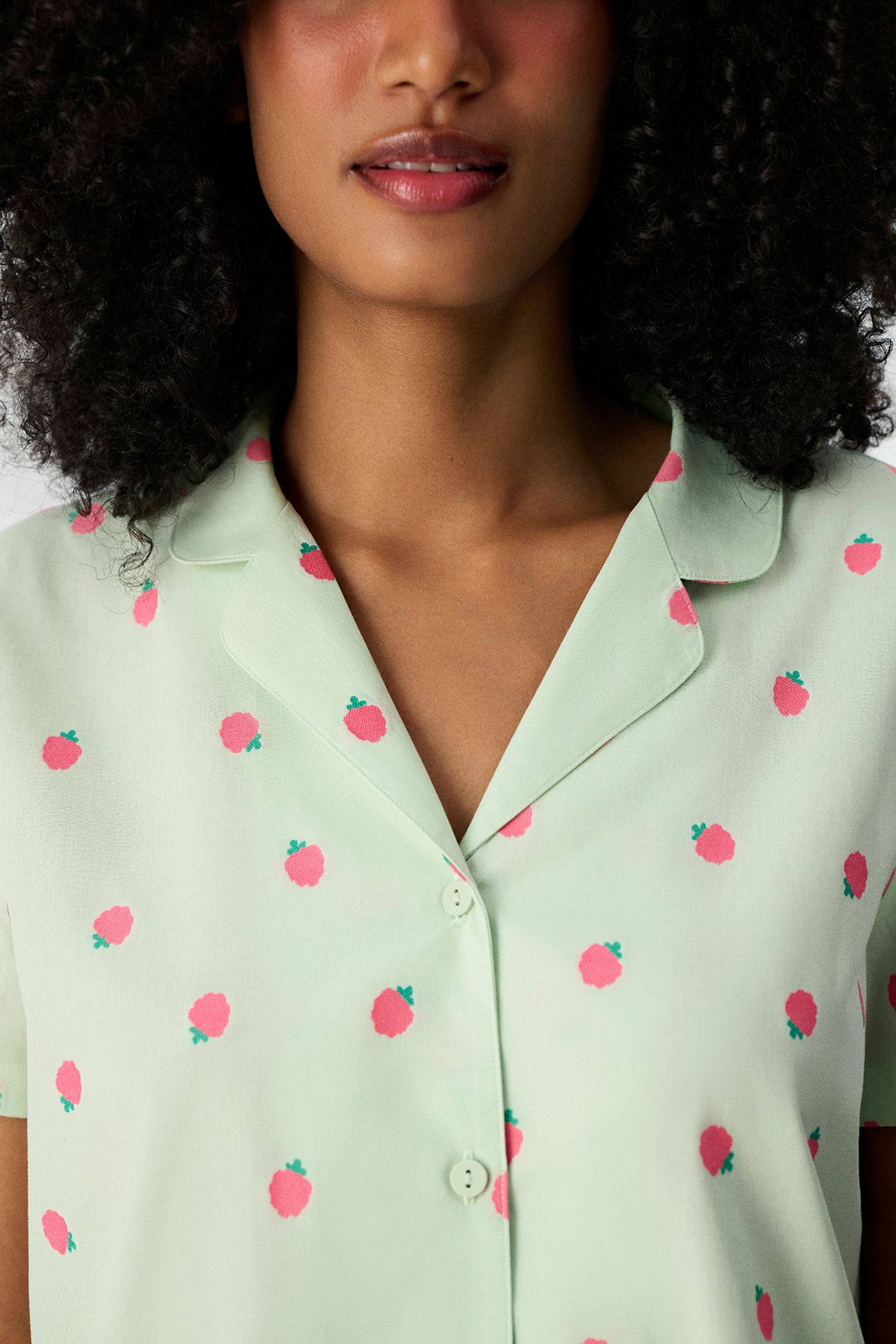 PENTI Summer Breeze Fruit Pattern Short Sleeve Shorts Pajama Set 3