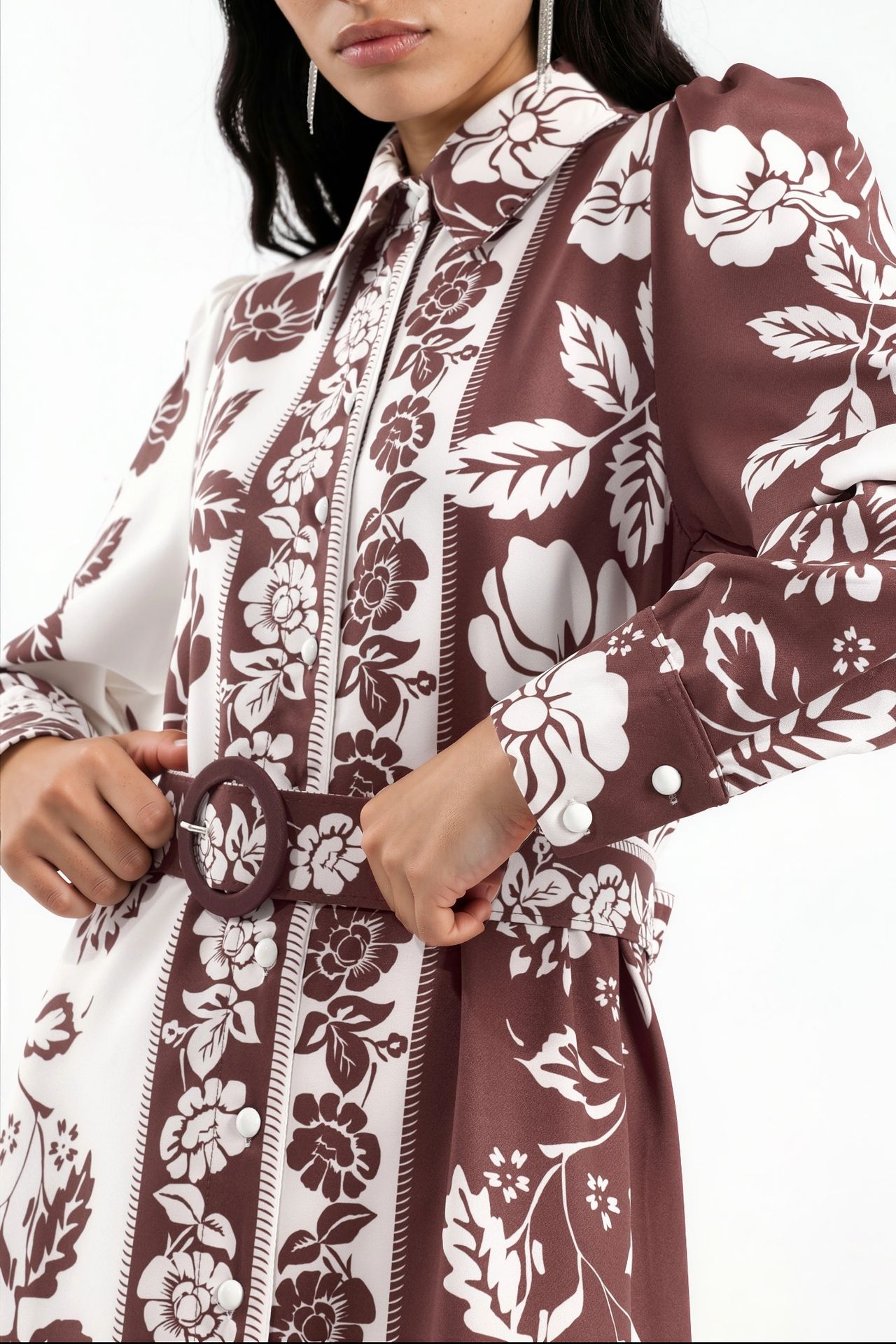 MSN Floral Belted Maxi Shirt Dress 4