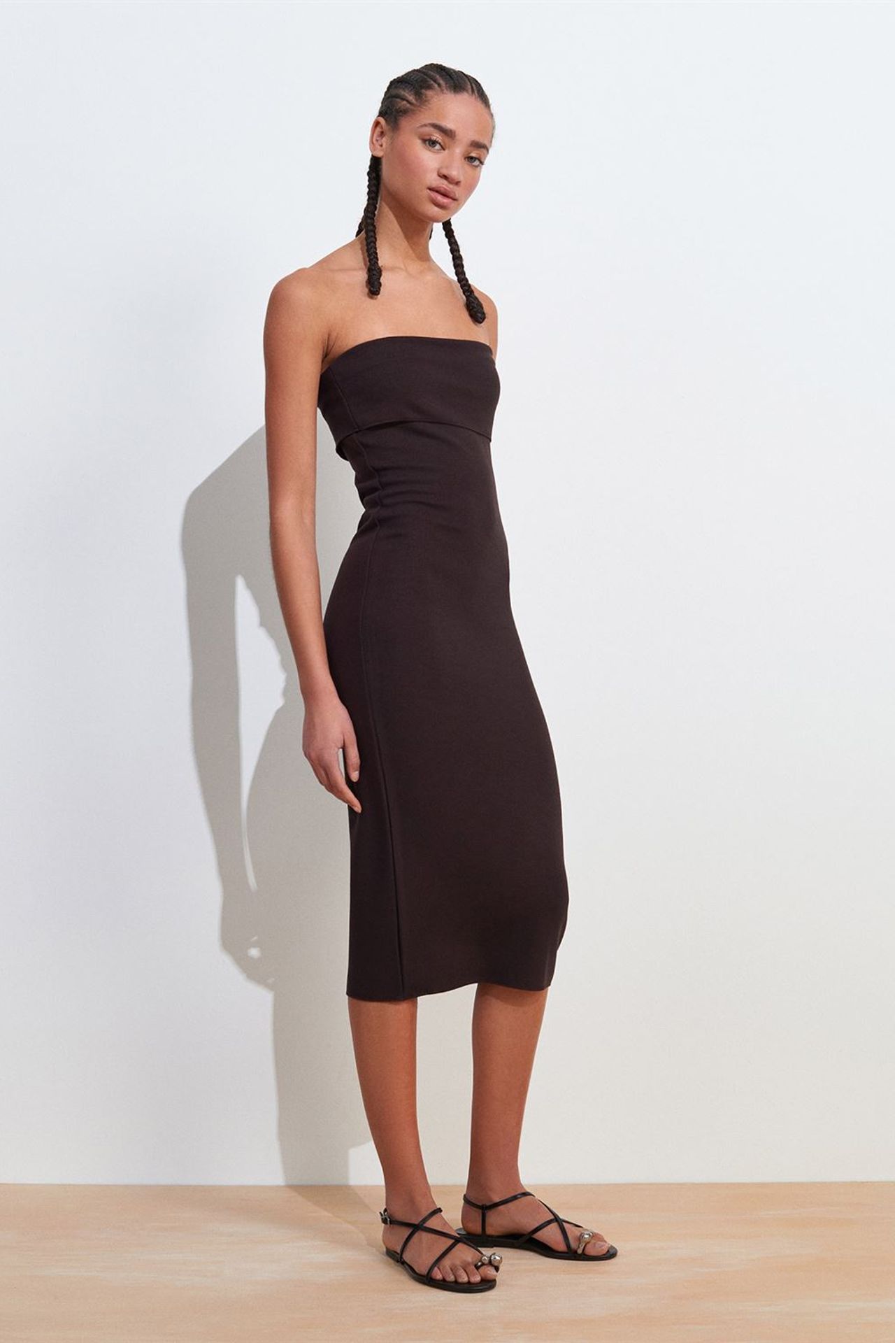DILVIN Askısız Bodycon Midi Elbise 3