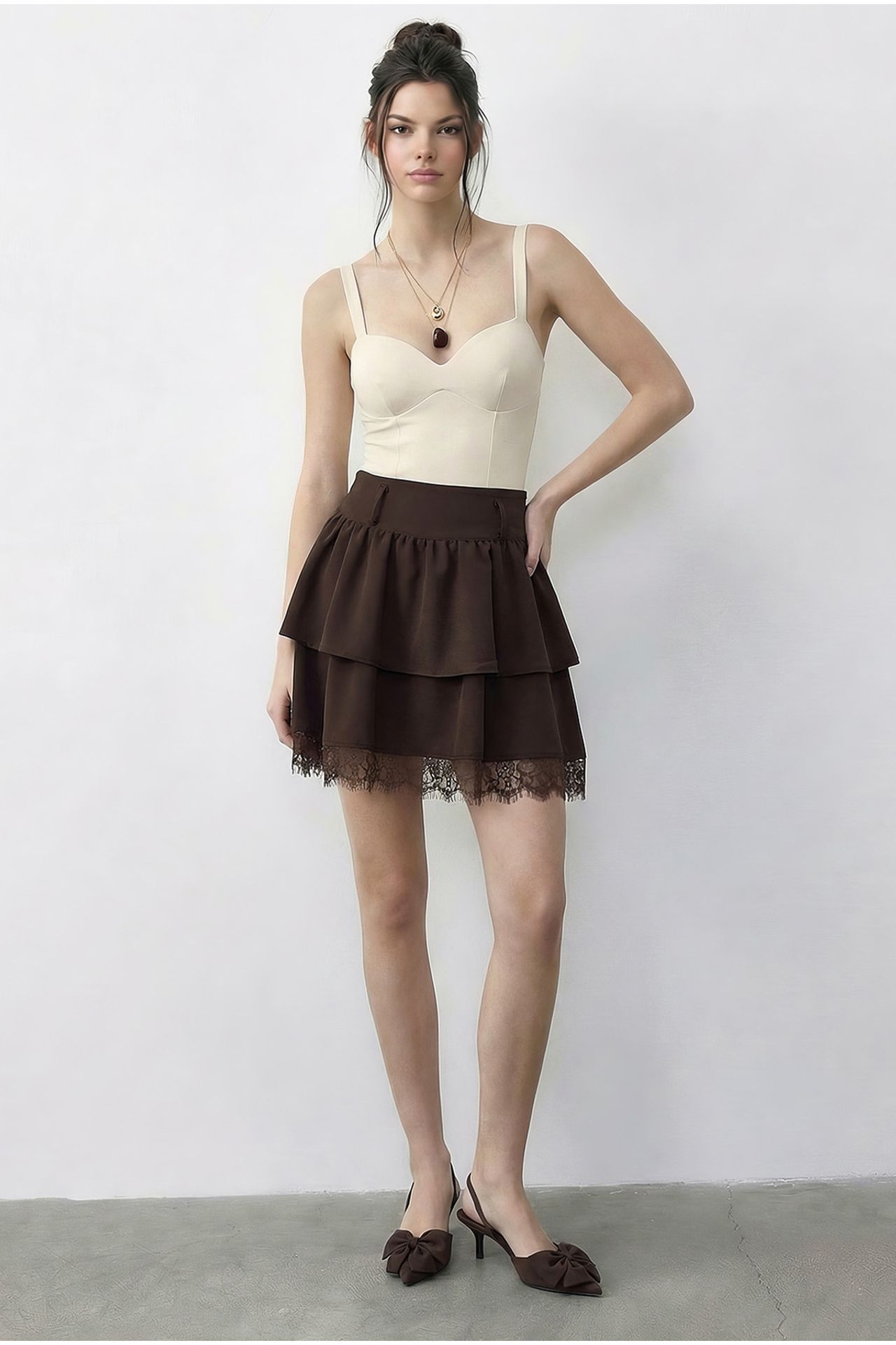 LUCCI Women’s High-waist Lace Mini Skirt 1