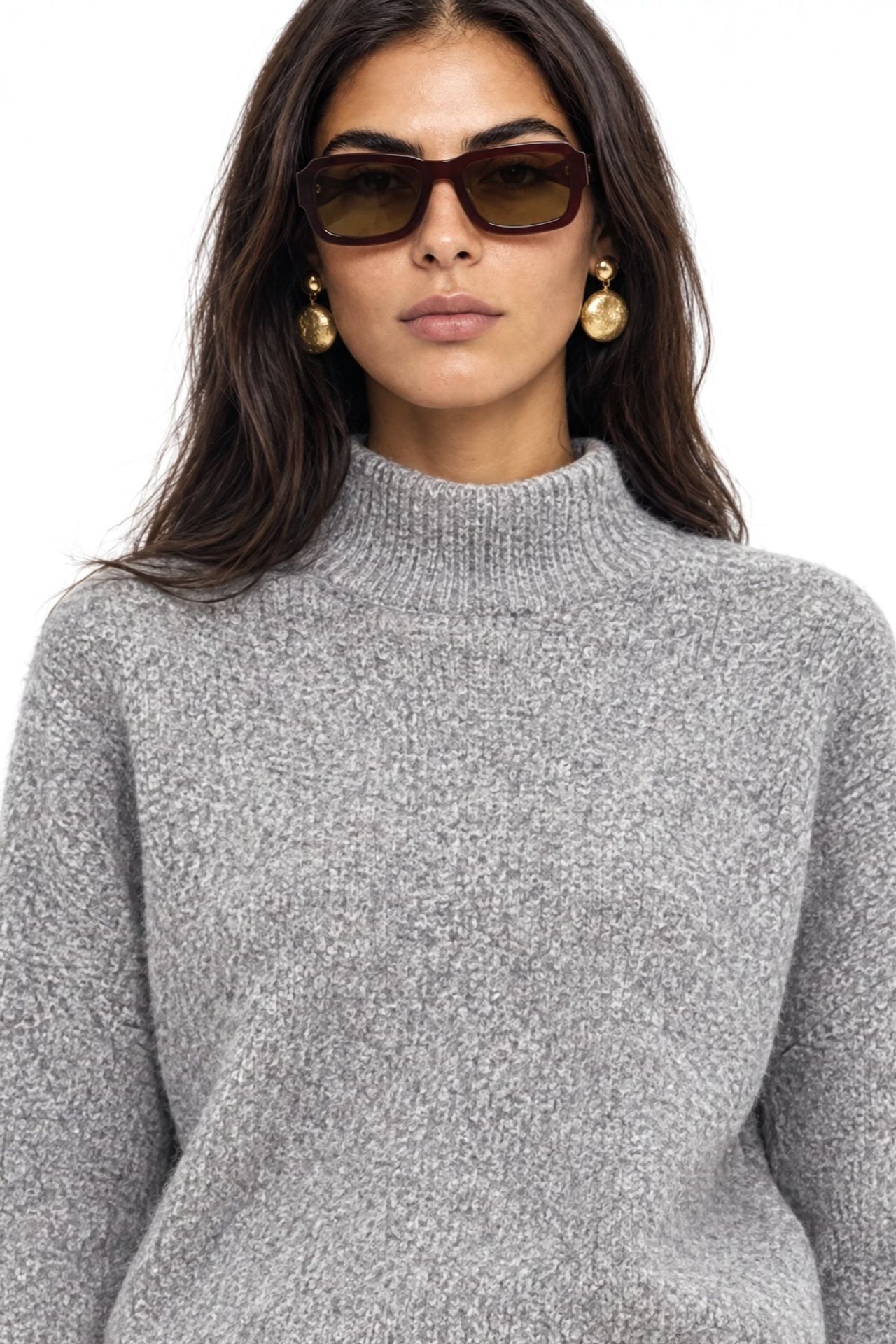 MIXRAY Oversized Ribbed Turtleneck Sweater 4