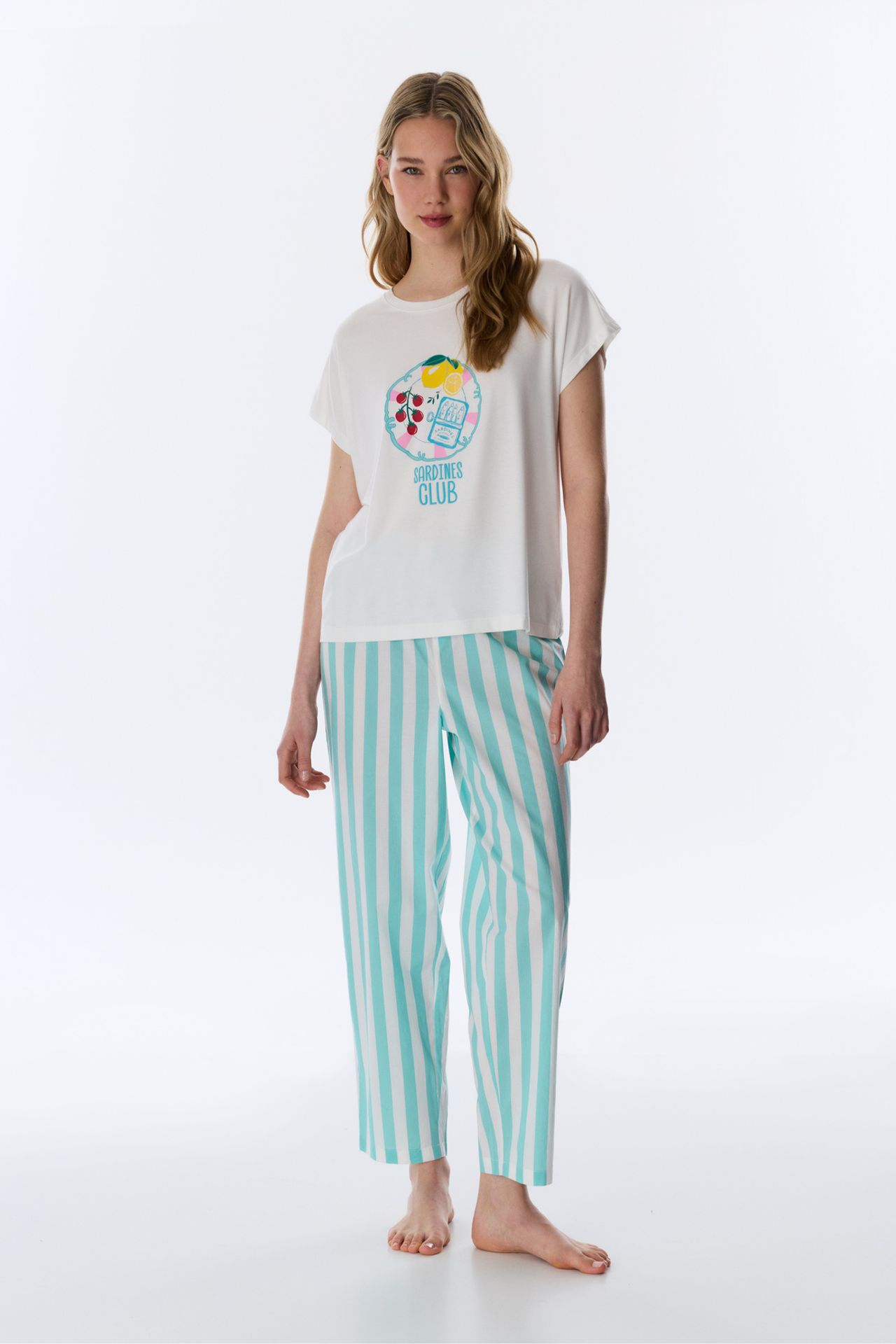 PENTI Hailey Food Print Short Sleeve T-Shirt Pajama Top 2