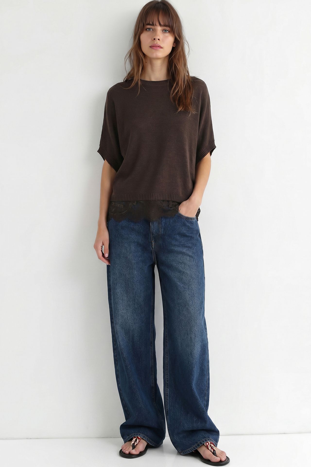 ISTANBUL Lace Knit Crew Neck Top 3