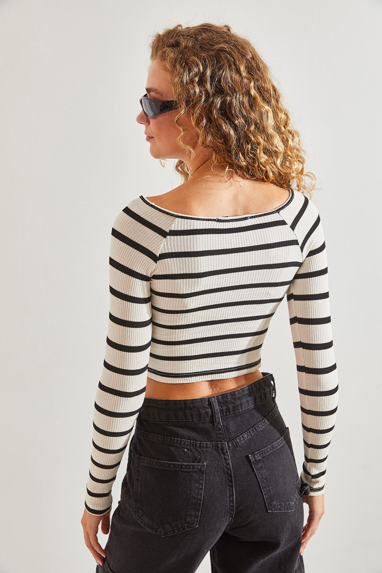 LUCCI Striped Basic Crop Top