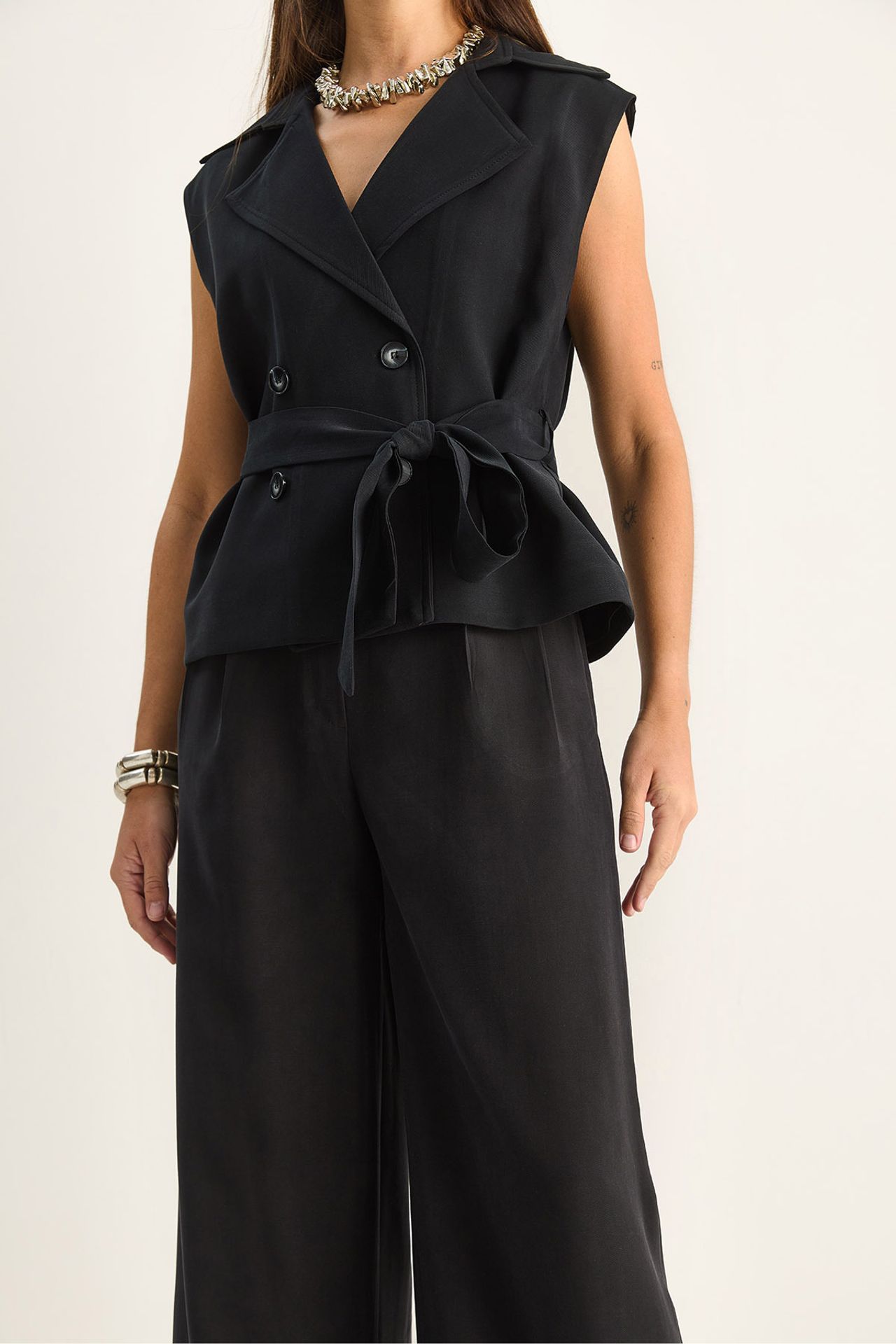 LUCCI High Waist Wide Leg Co-ord Set with Shawl Collar 6