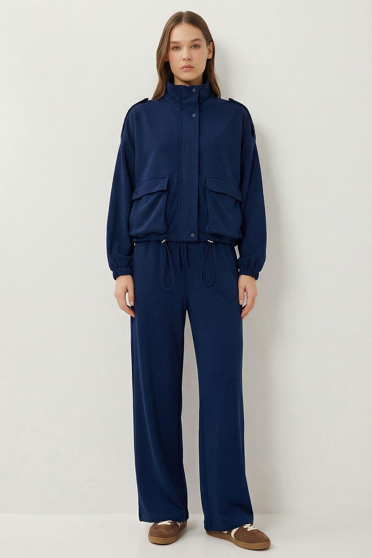 ISTANBUL Pocket Detail Jacket &  Wide Leg Pants Two-Piece Set 1