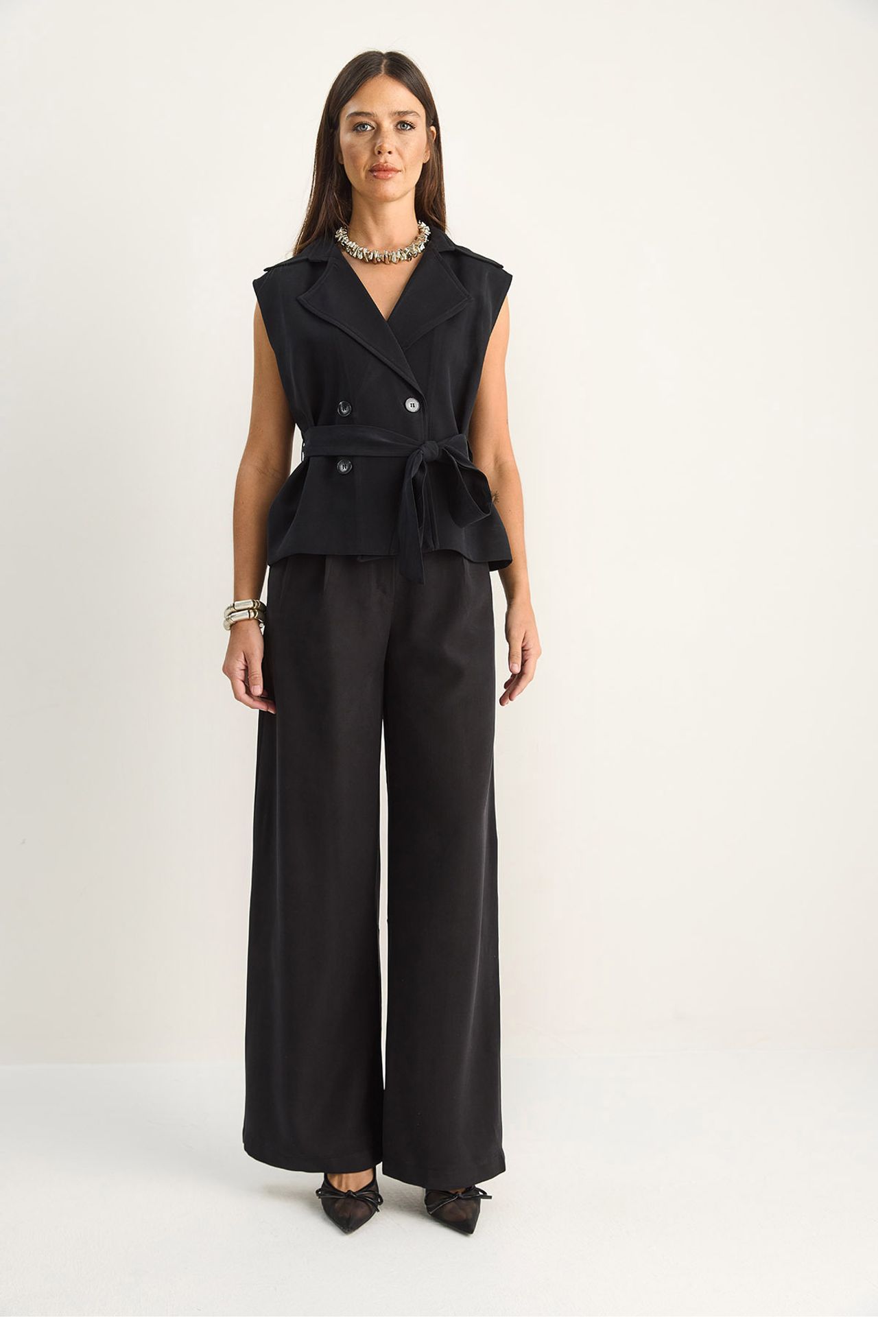 LUCCI High Waist Wide Leg Co-ord Set with Shawl Collar 2