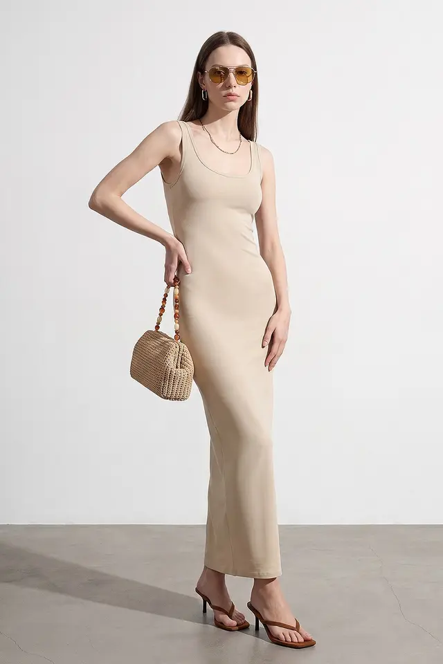 DILVIN Sleeveless Bodycon Midi Dress