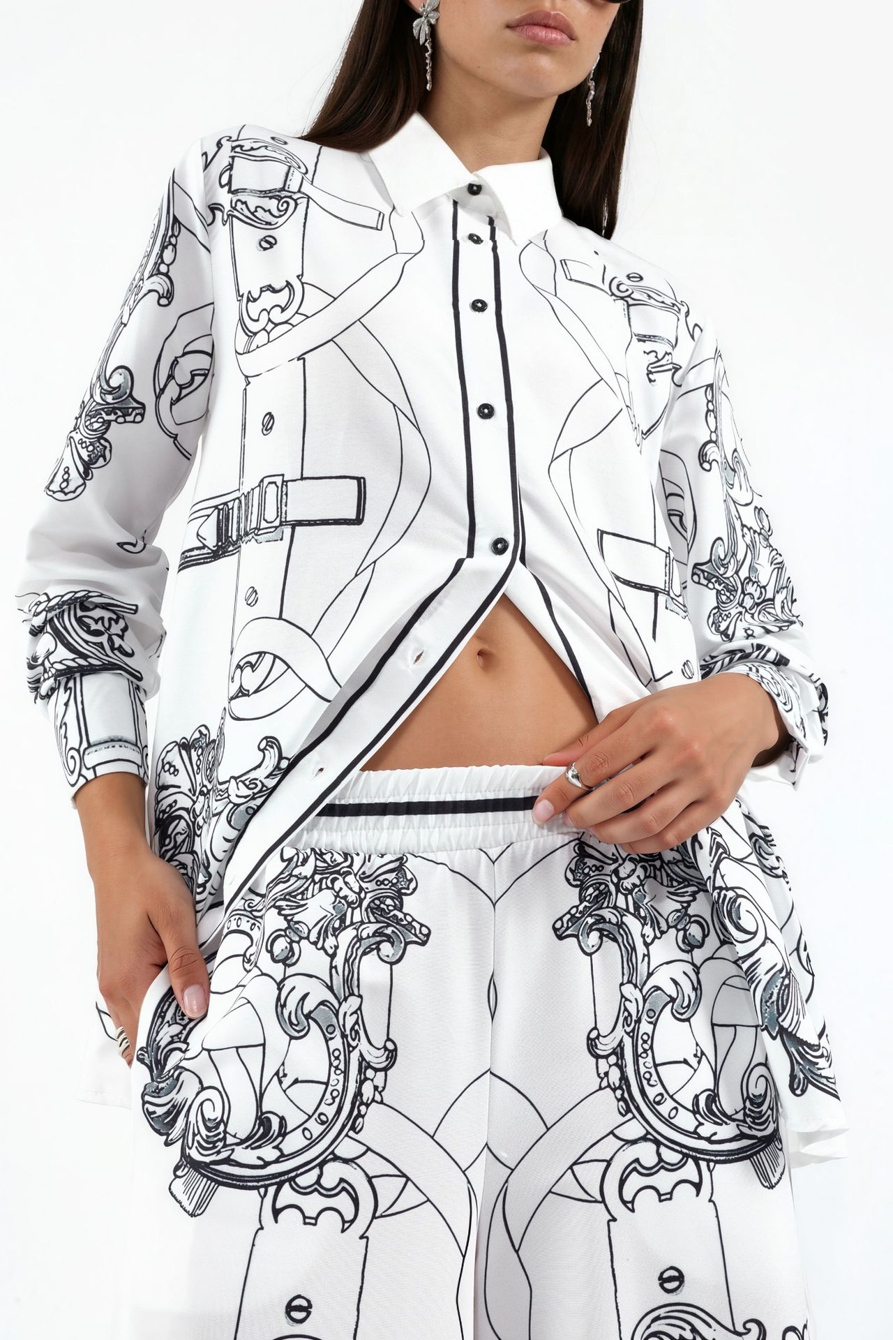 MSN Printed Shirt And Wide-Leg Trouser Set 4