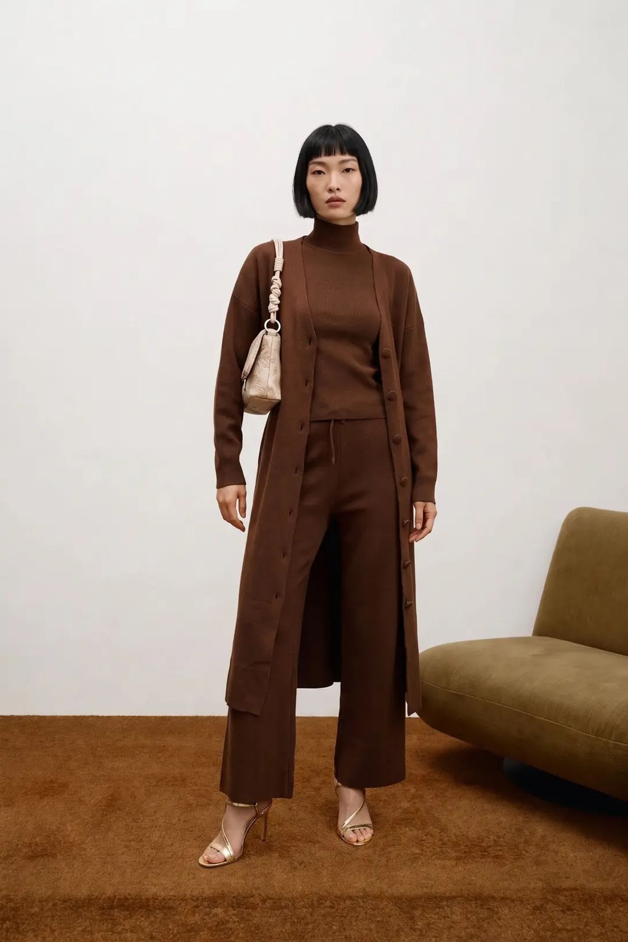 MY FASHION 3'lü Yüksek Belli Bol Paça Örme Takım 2