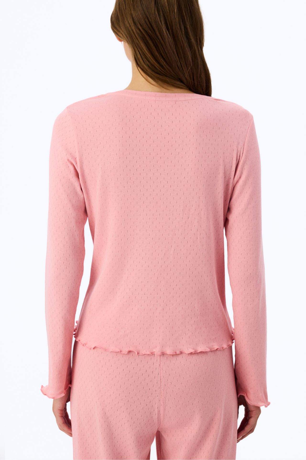 PENTI Pointelle Slogan Printed Short Sleeve Pajama Top 4