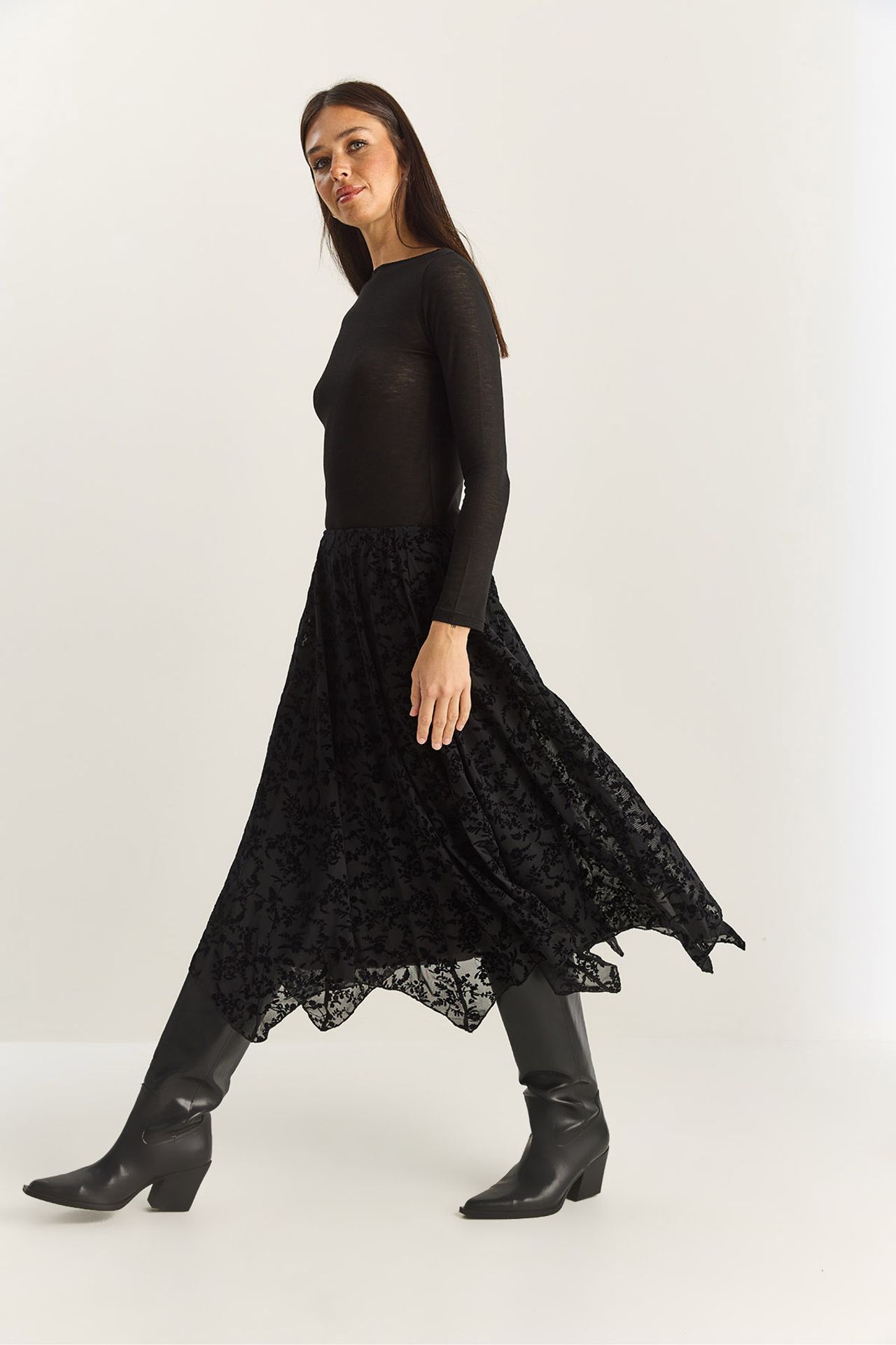 LUCCI High Waist Asymmetric Midi Skirt 5
