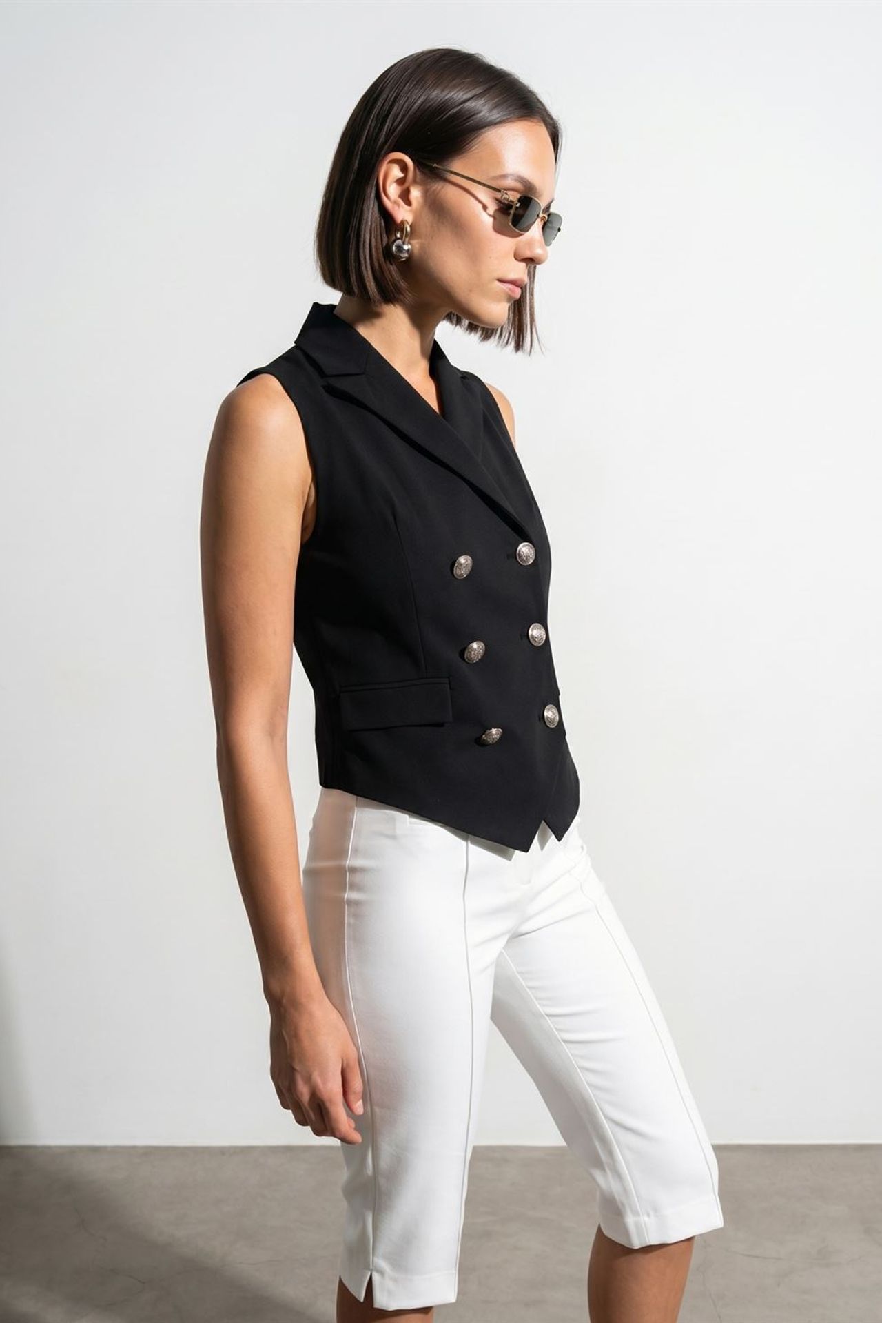 DILVIN Women's Shawl-collar Woven Waistcoat 2