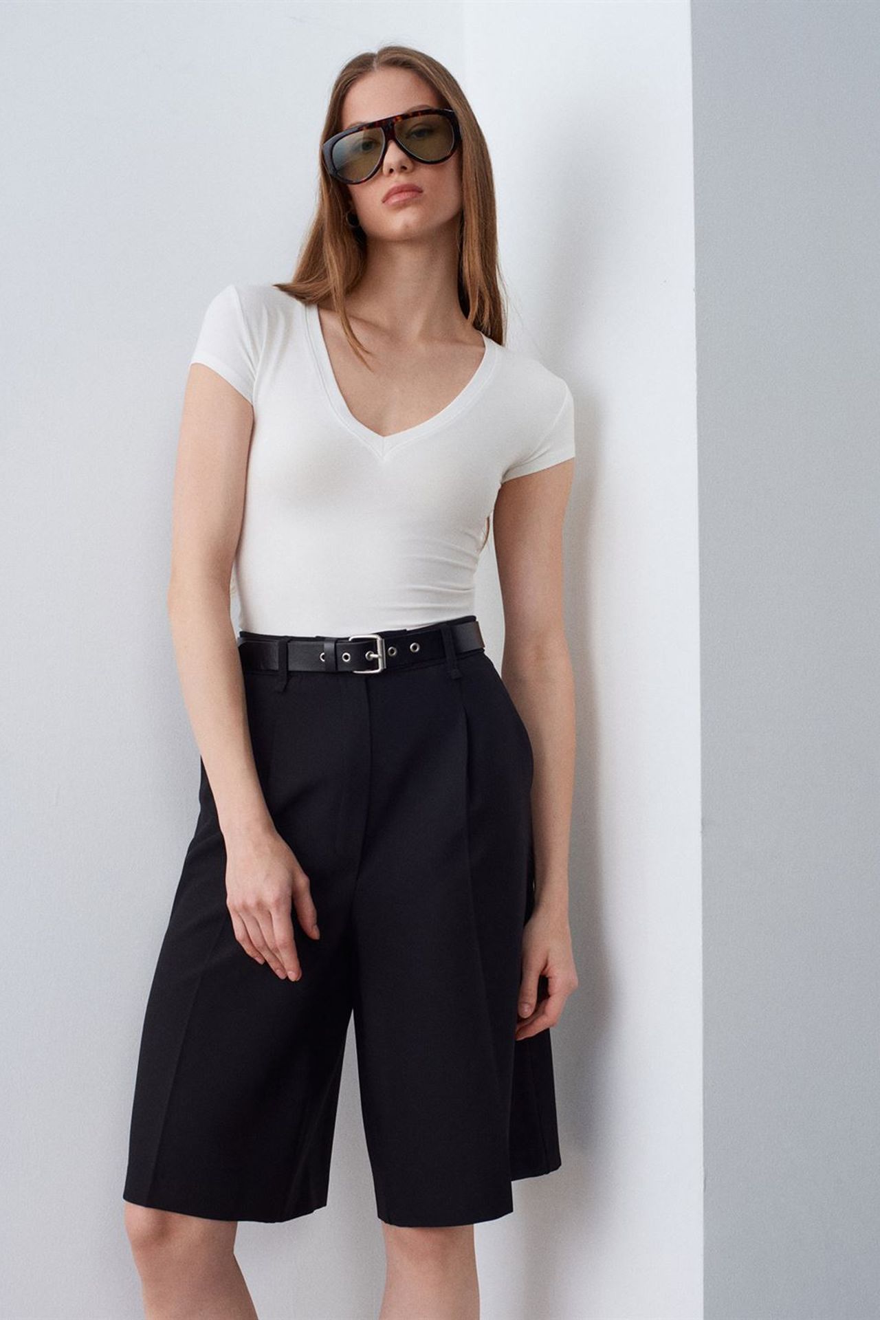DILVIN Slim Fit V-Neck Jersey Blouse 4