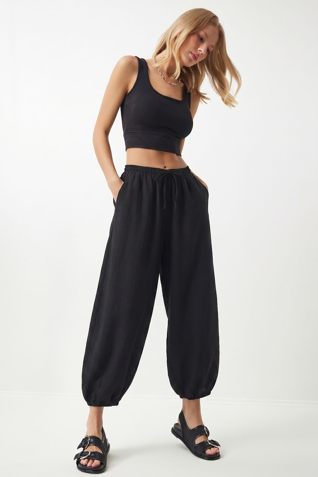 ISTANBUL Women's Crepe Harem Trousers 3