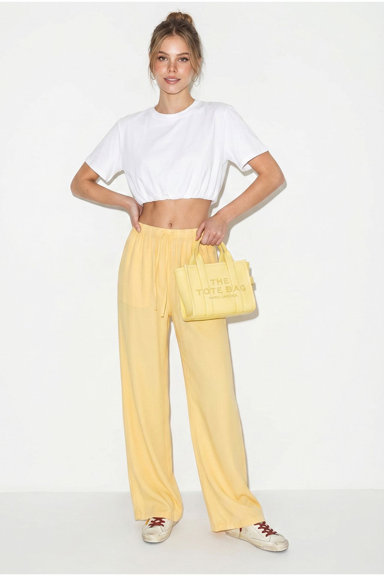 LUCCI Wide-leg Cotton Trousers With Drawstring Waist 4