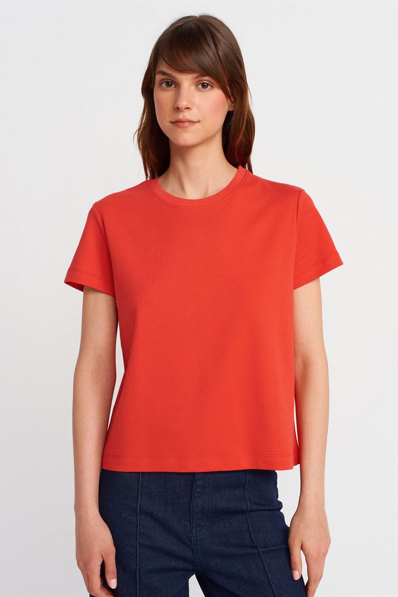 DILVIN Women's Cotton Ribbed Crew Neck T-Shirt 1