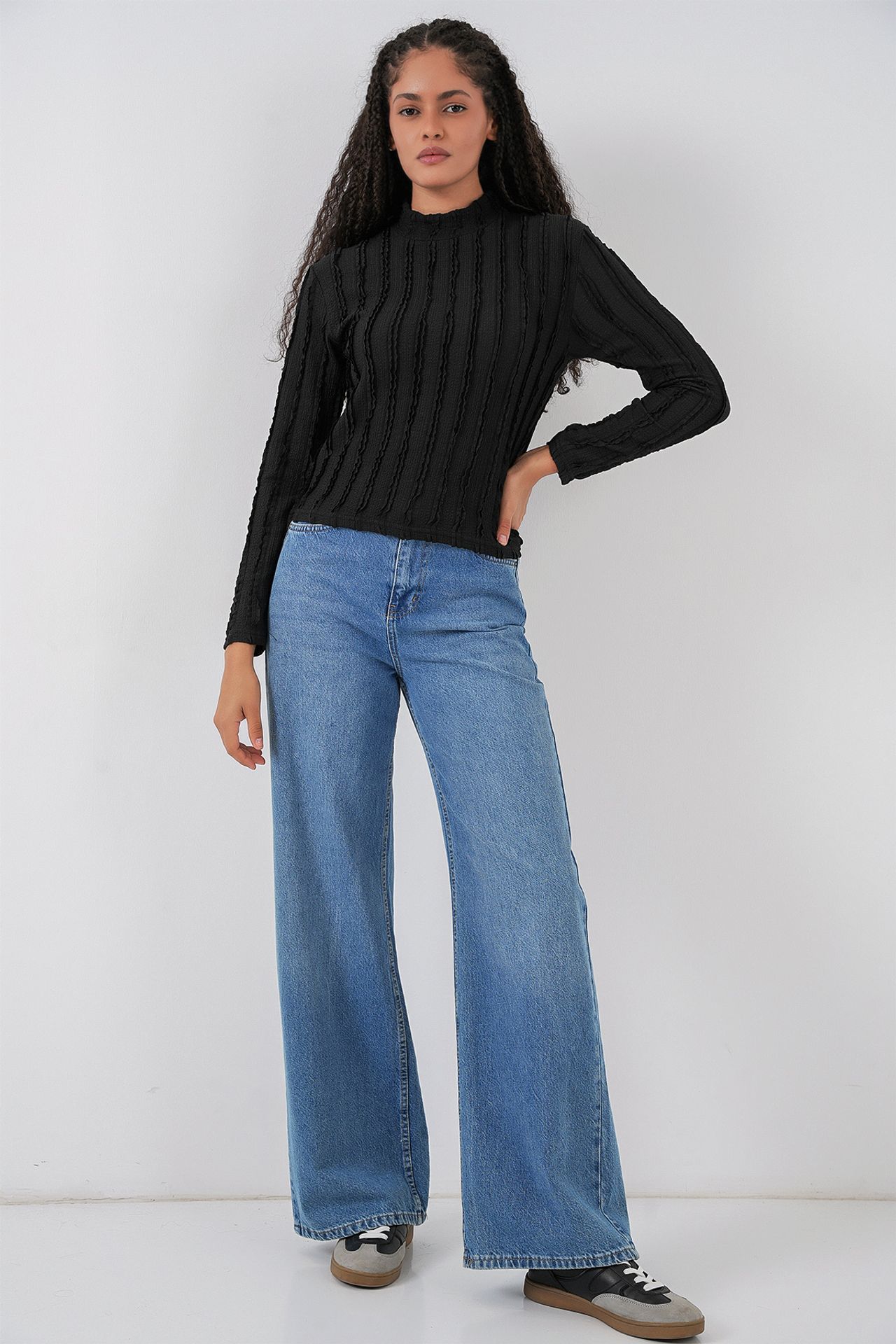 BDART Textured Slim Fit Half Turtleneck Blouse 2