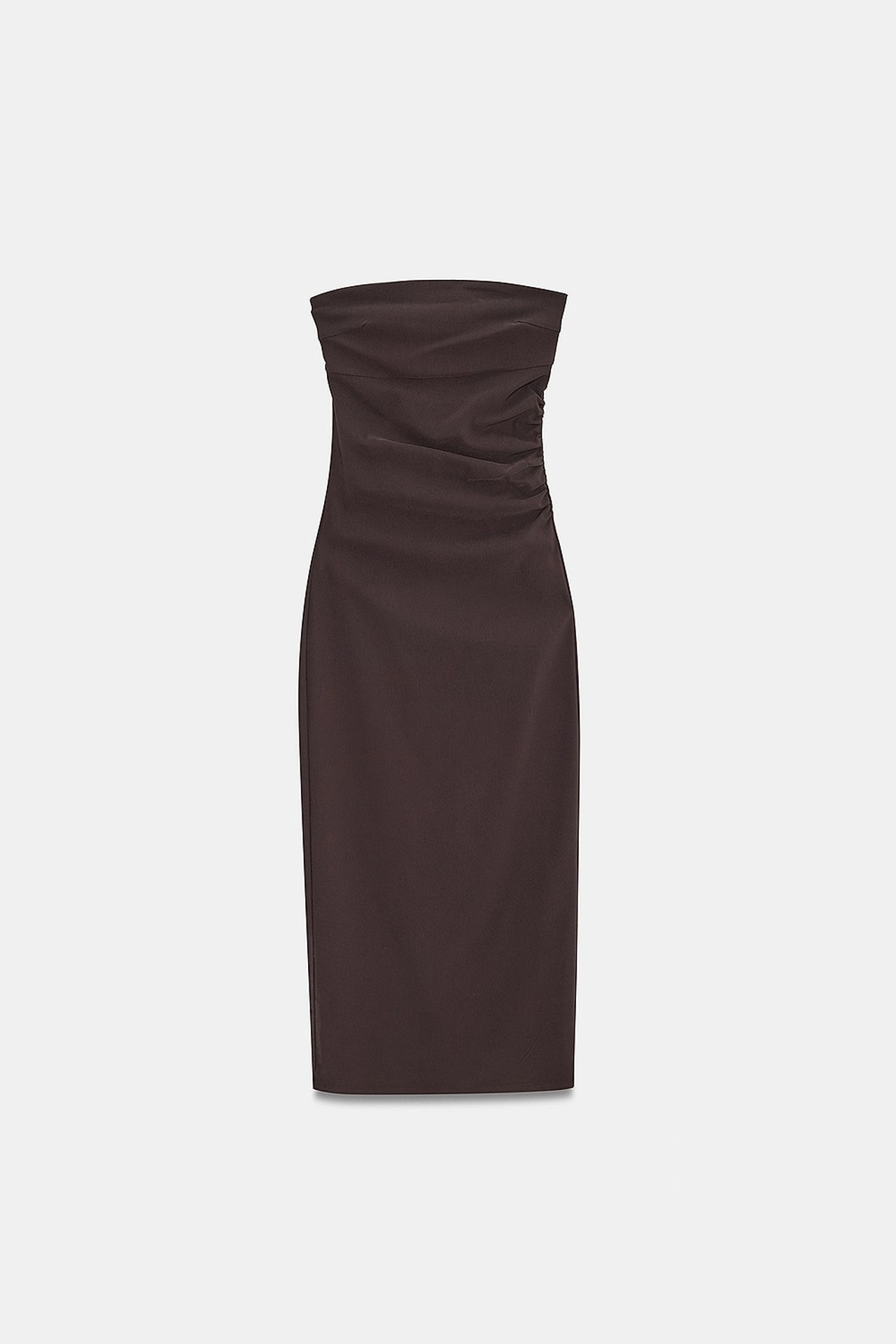 DILVIN Strapless Bodycon Midi Dress With Slit 5