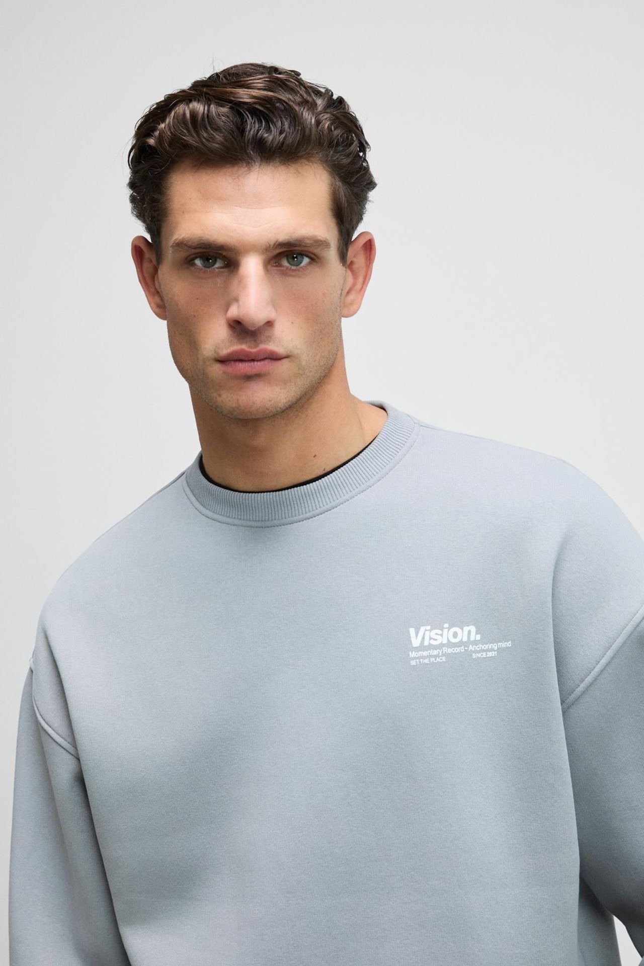 GRIMELANGE Baskılı Geniş Kalıp Bisiklet Yaka Sweatshirt 3