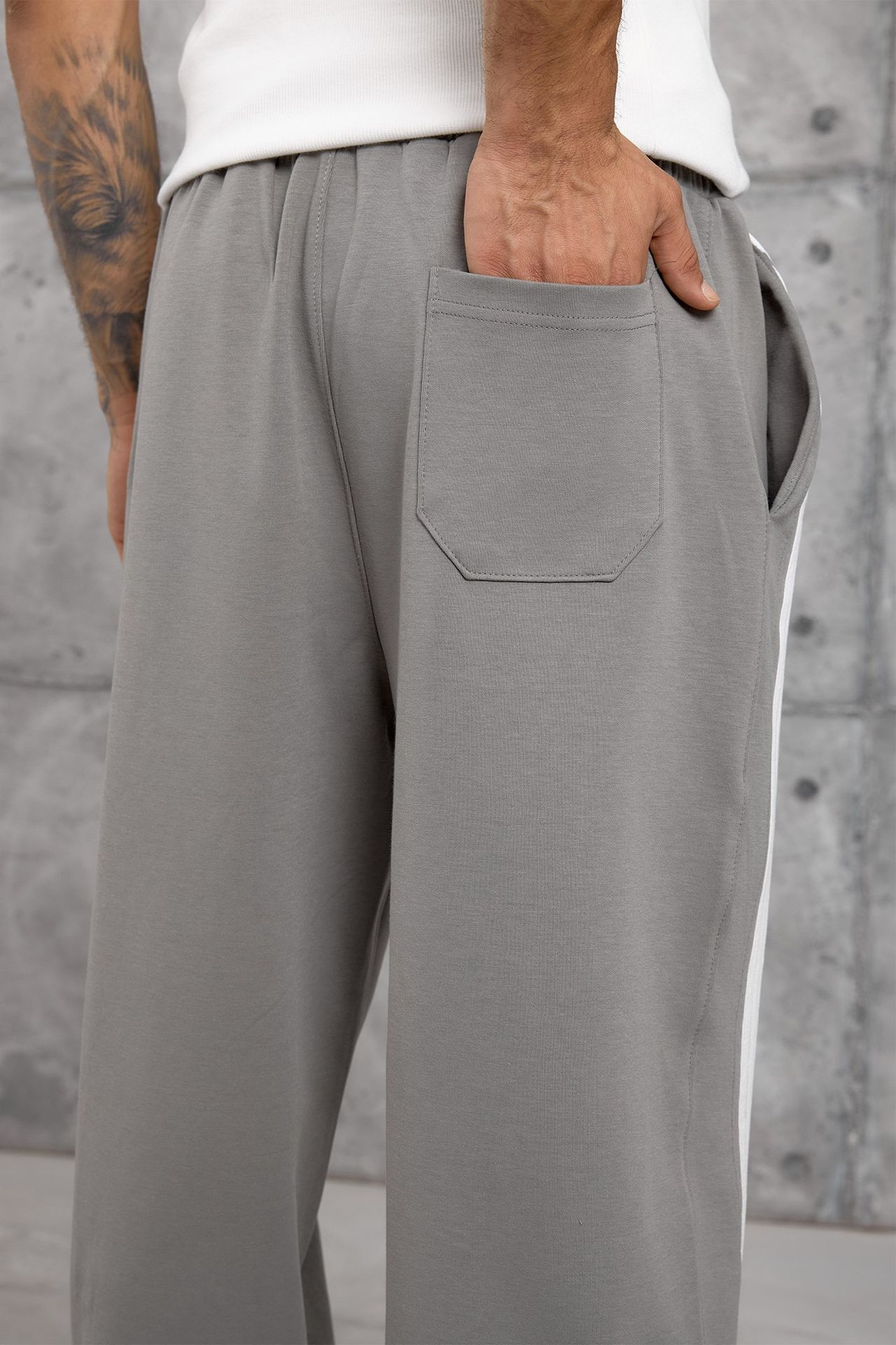 NOMARC Çizgili Geniş Paça Büzme İpli Jogger Pantolon 6