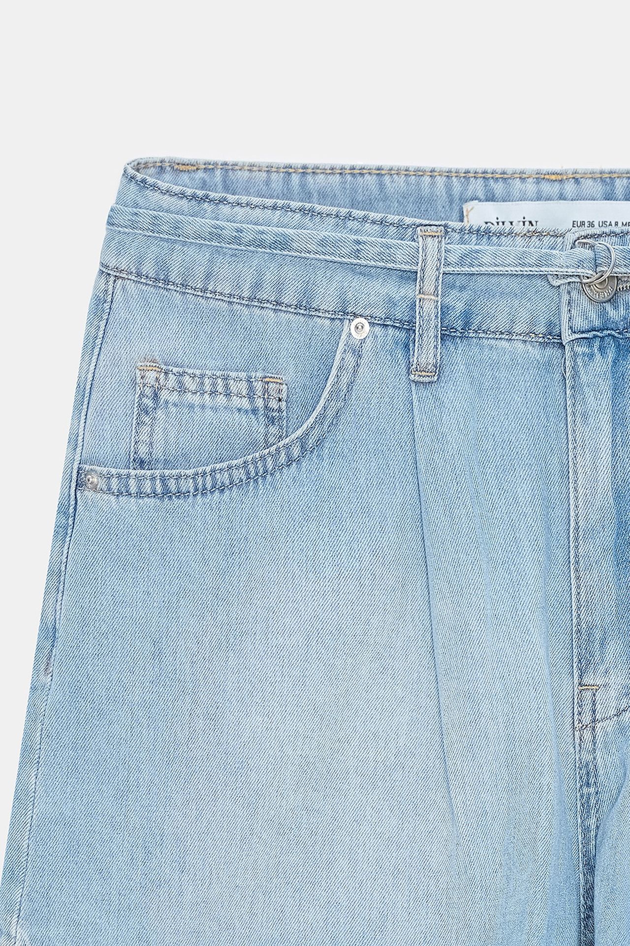DILVIN High-Waist Belted Denim Shorts