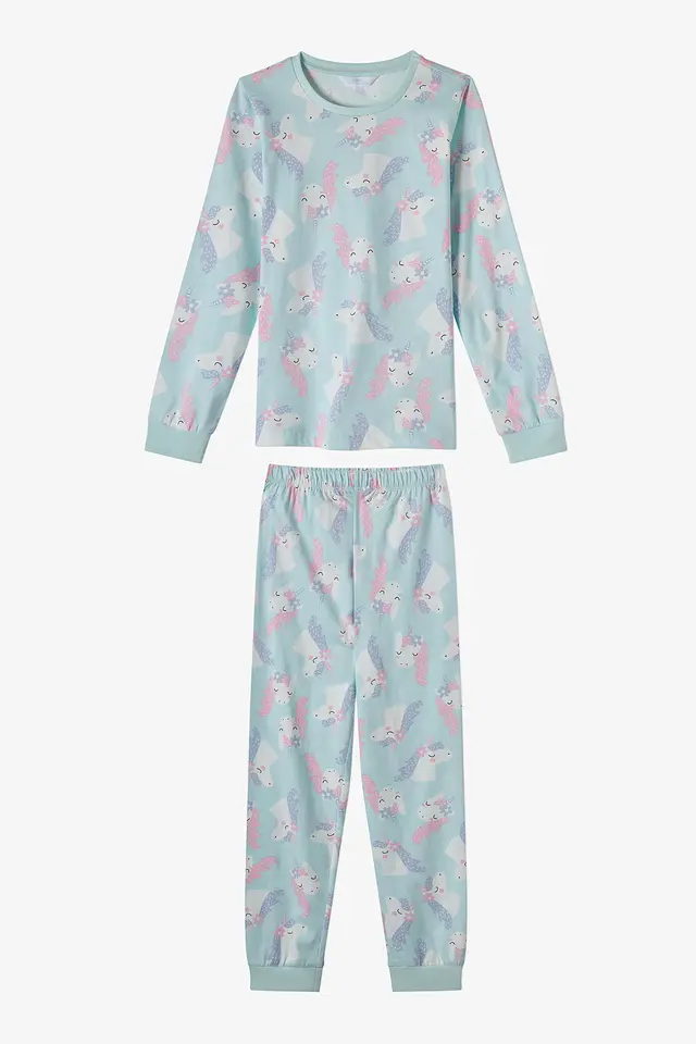 PENTI Girls' Magical Repeat Cotton Long Sleeve Pajama Set