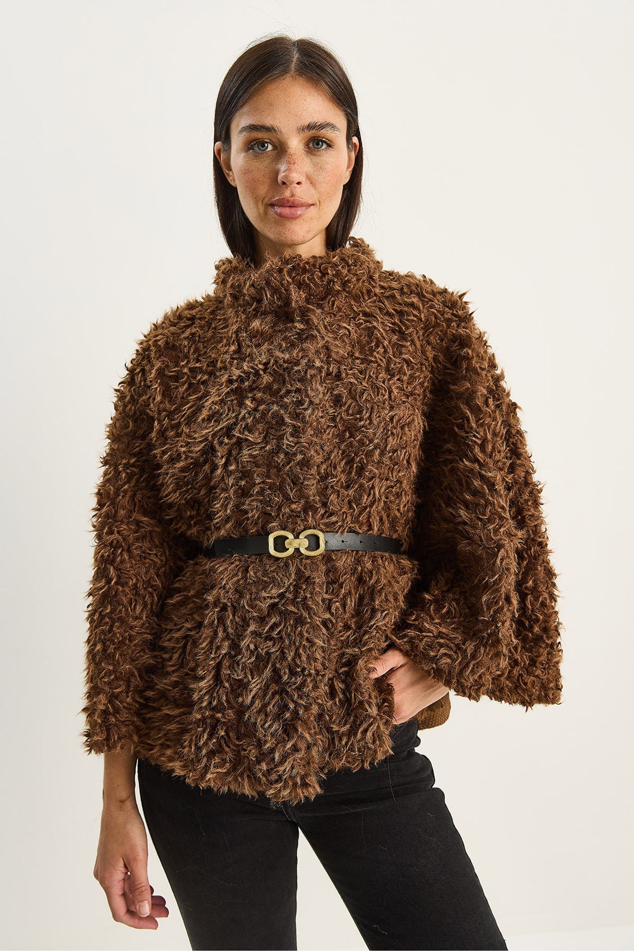 LUCCI Oversize Plush Coat with Jacket Collar 2