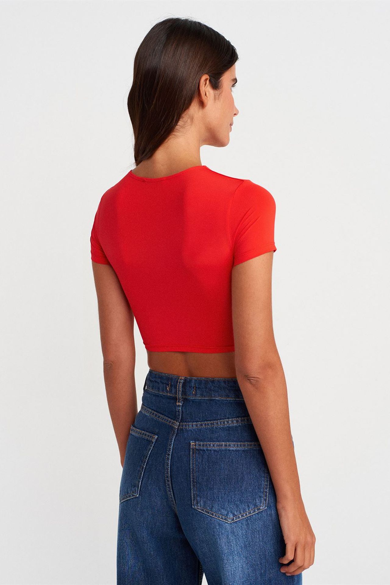 DILVIN Kadın Slim Fit Crop Tişört 2