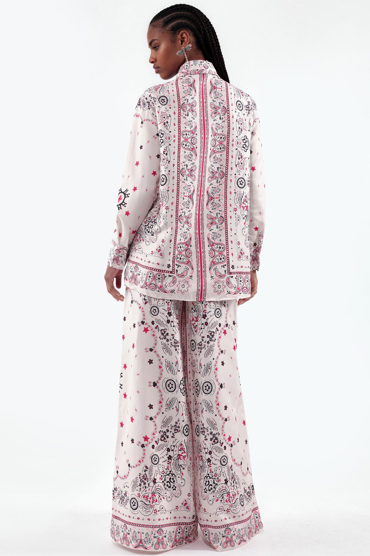 MSN Paisley Shirt And Wide-Leg Pants Set 3