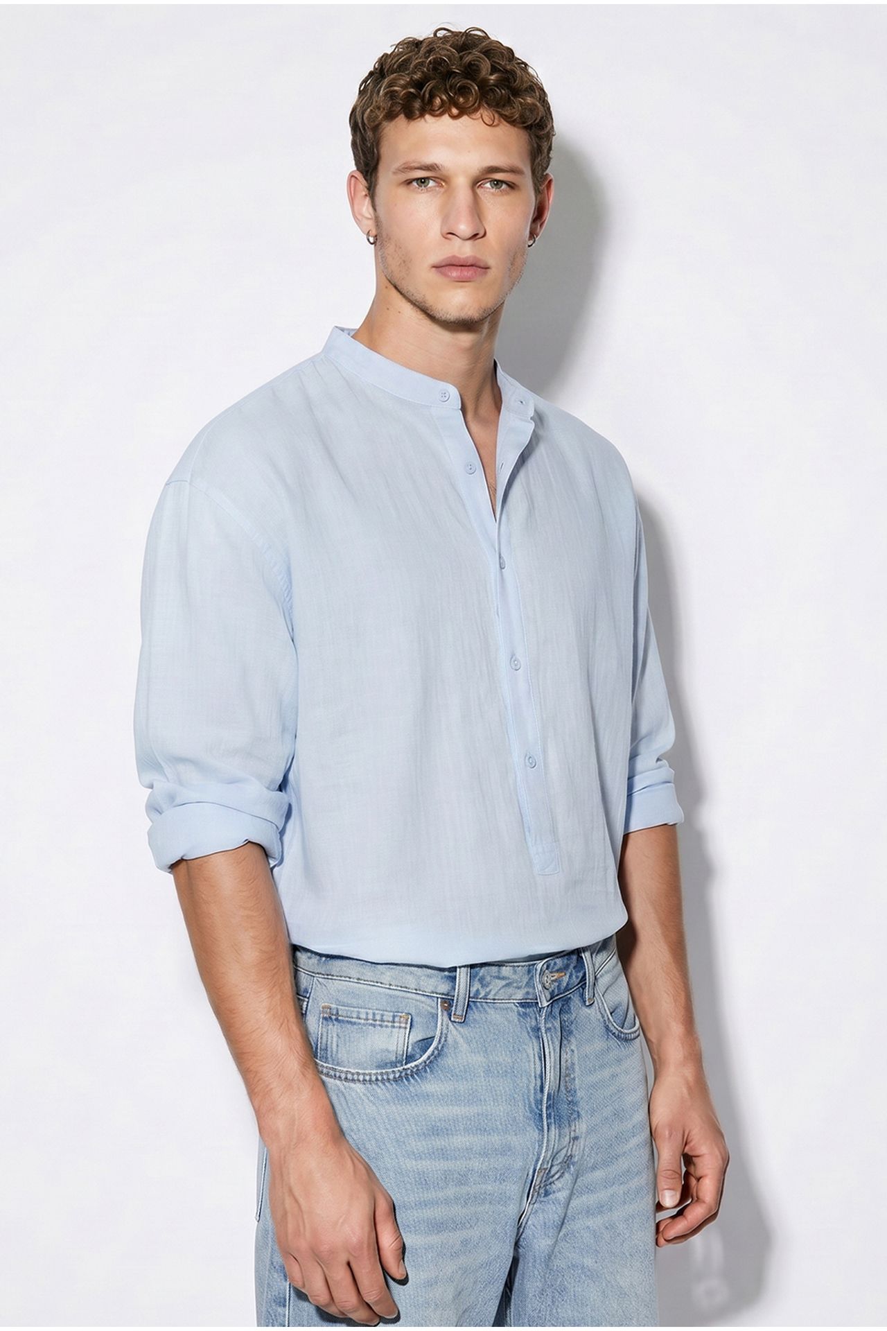 LUCCI Oversized Mandarin Collar Shirt 2