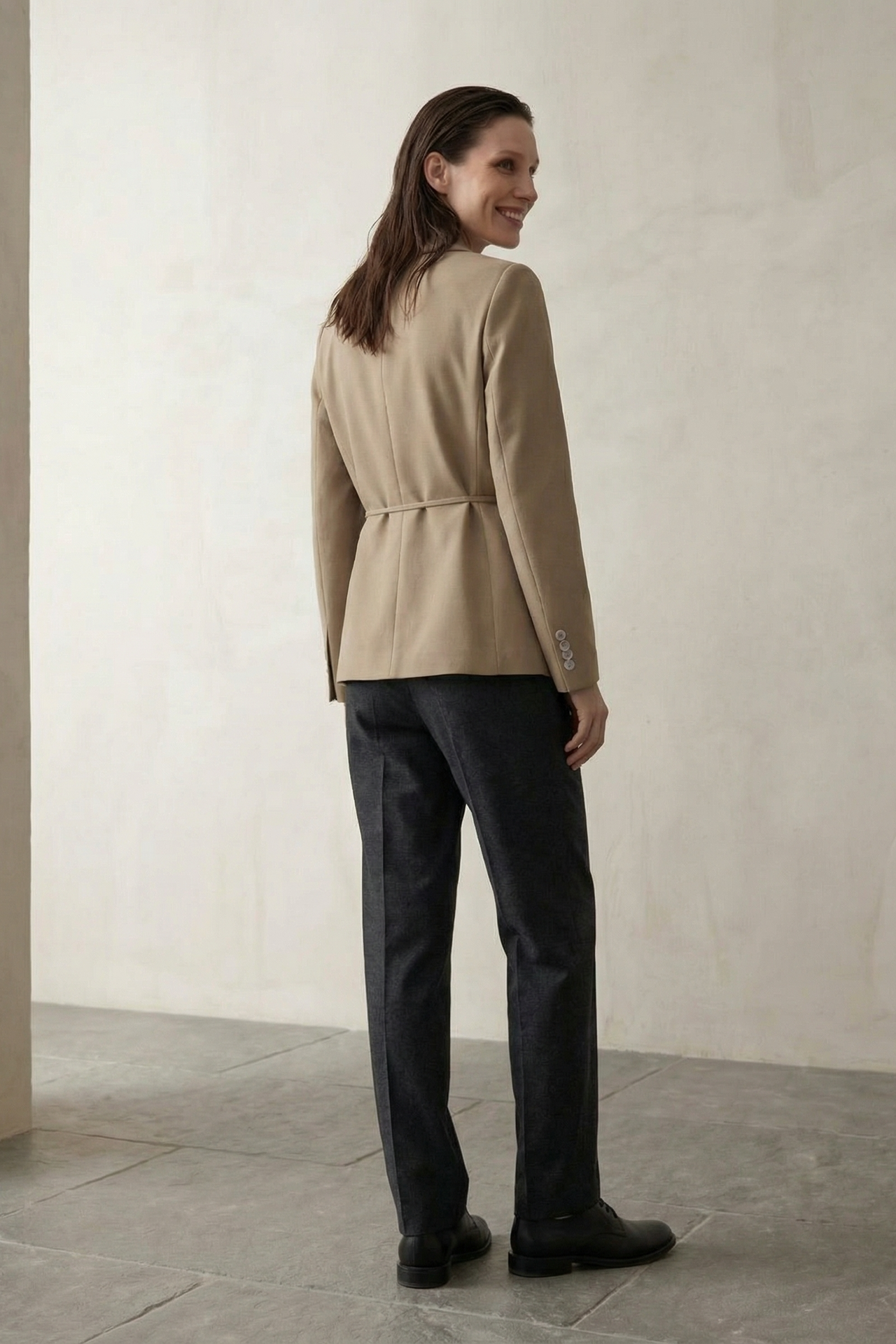 MY FASHION Tie Detail Crepe Blazer Jacket 5