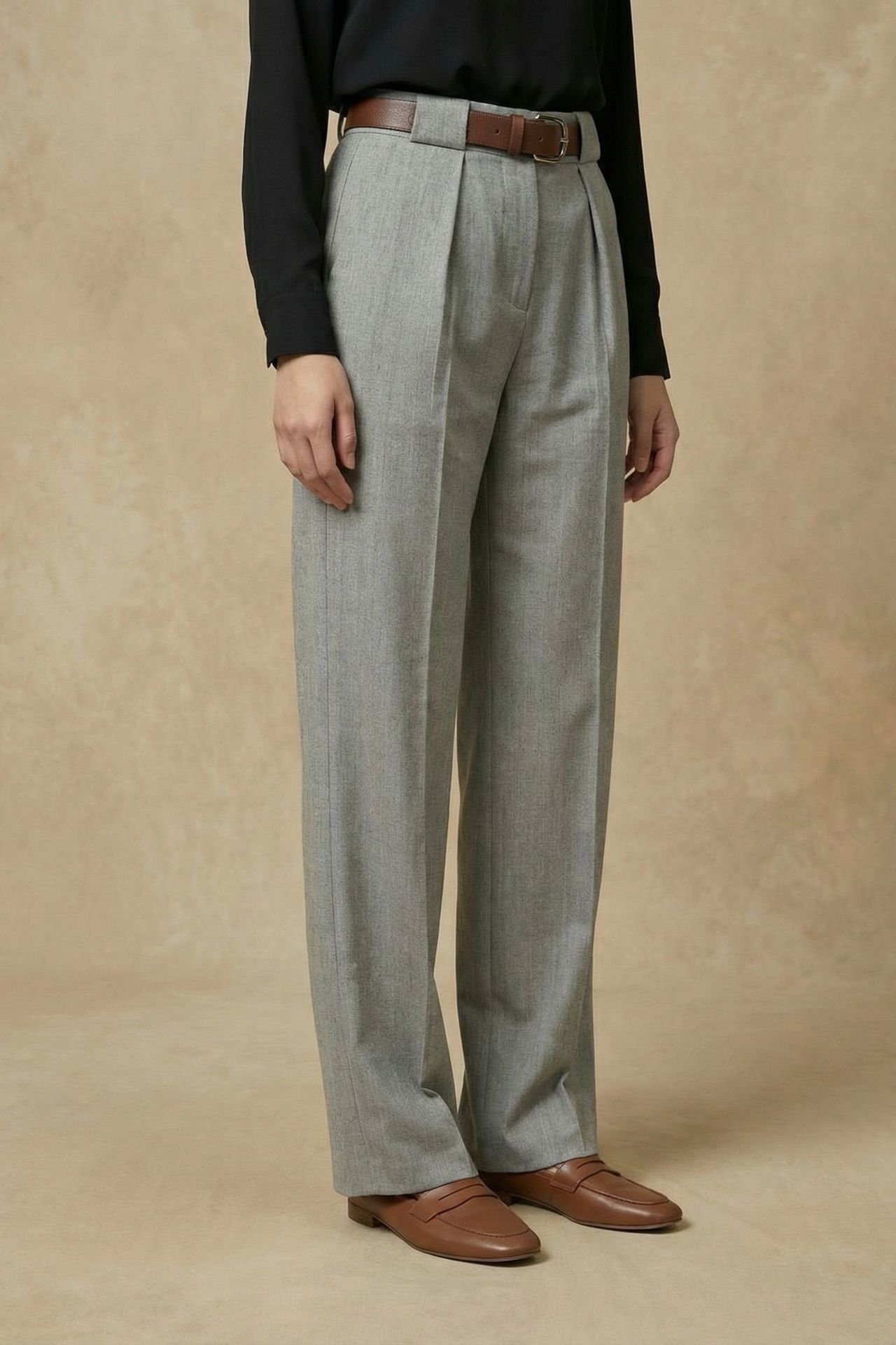 MY FASHION High Waist Pleated Wide Leg Trousers 3