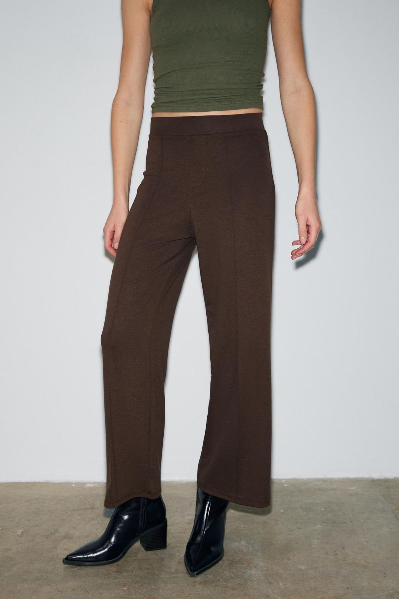 GRIMELANGE Elastic Waist Flare Leg Pants 5